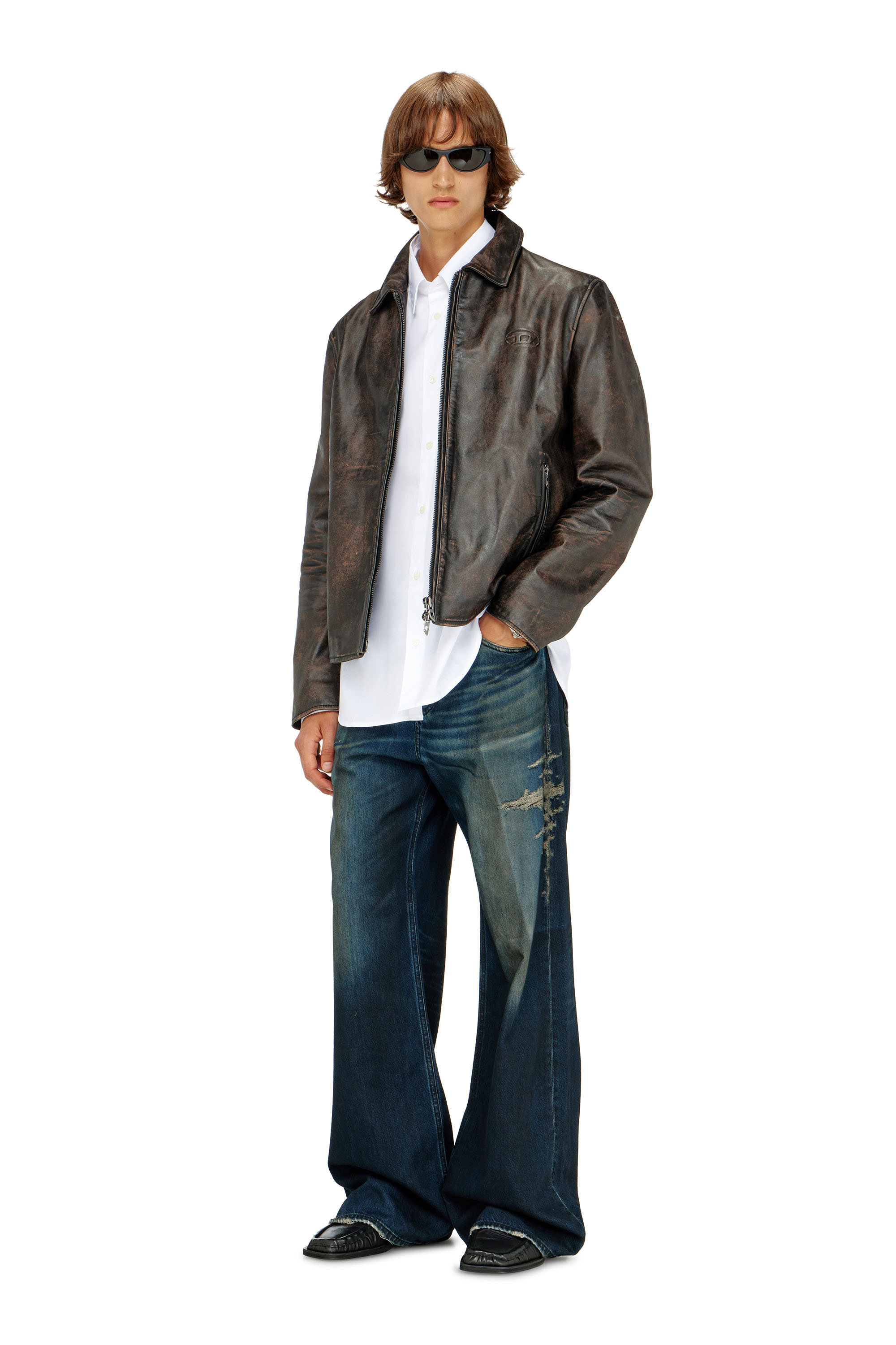 Diesel - S-SIMPLY-GSBH, Male's Stretch poplin shirt with embroidery in White - 1