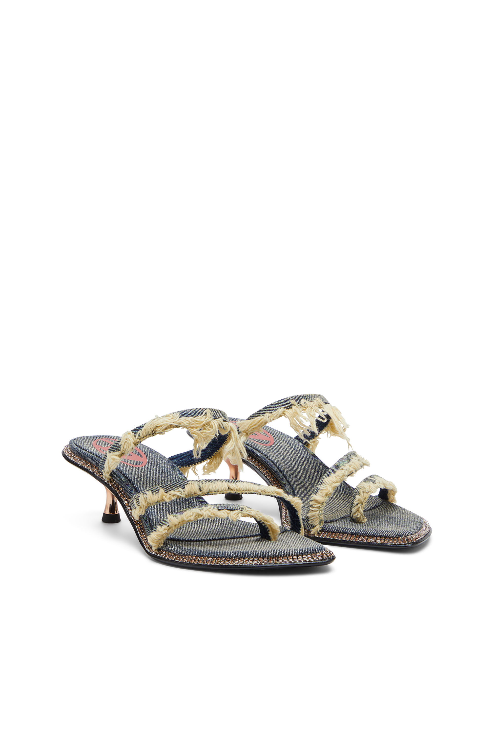 Diesel - D-HAVANNA KITTIE, Female's D-Havanna Kittie-Frayed-denim mules with crystals in Blue - 3