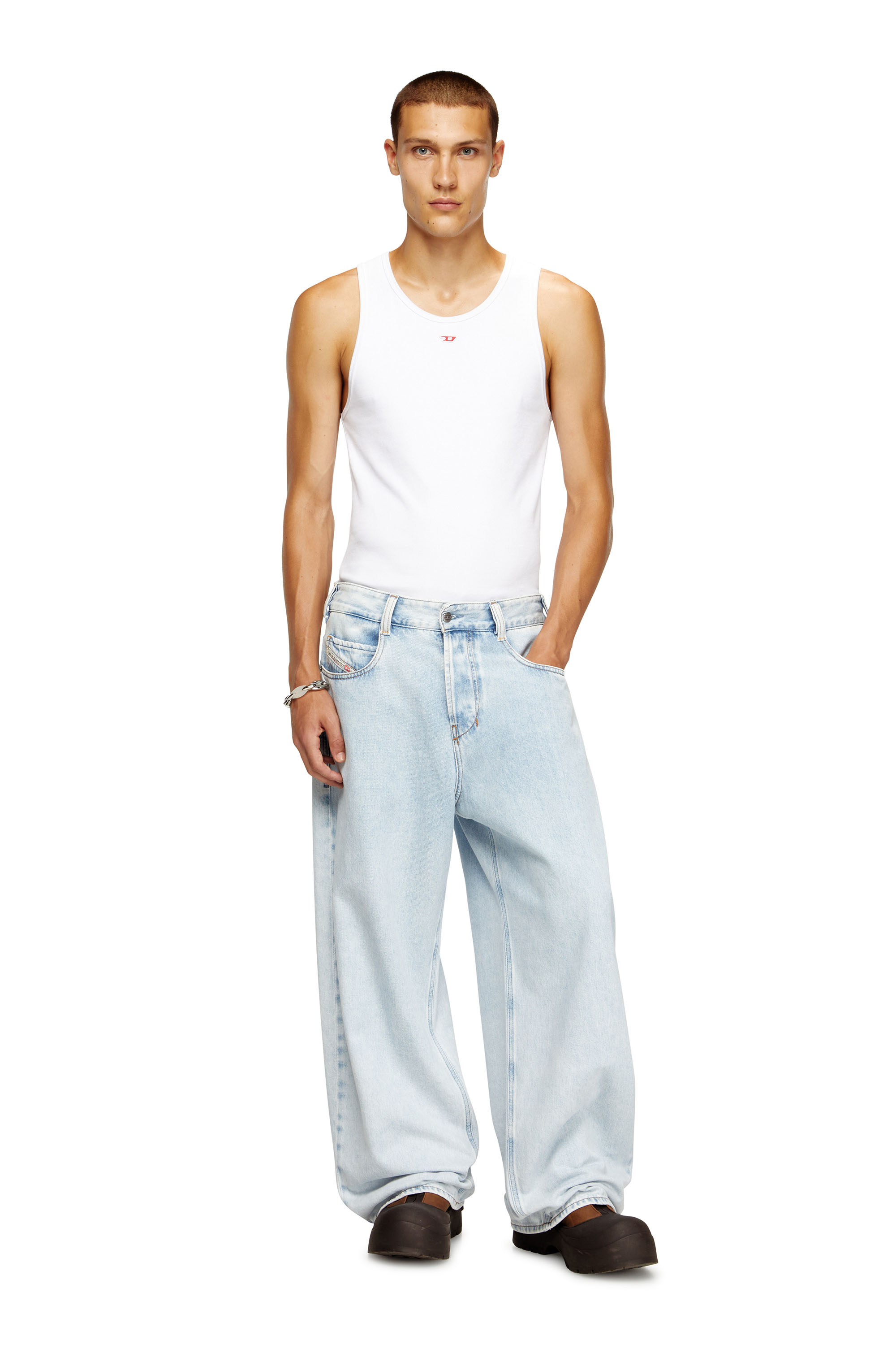 Diesel - T-LIFTY-D, Male's Tank top with mini D logo patch in White - 1