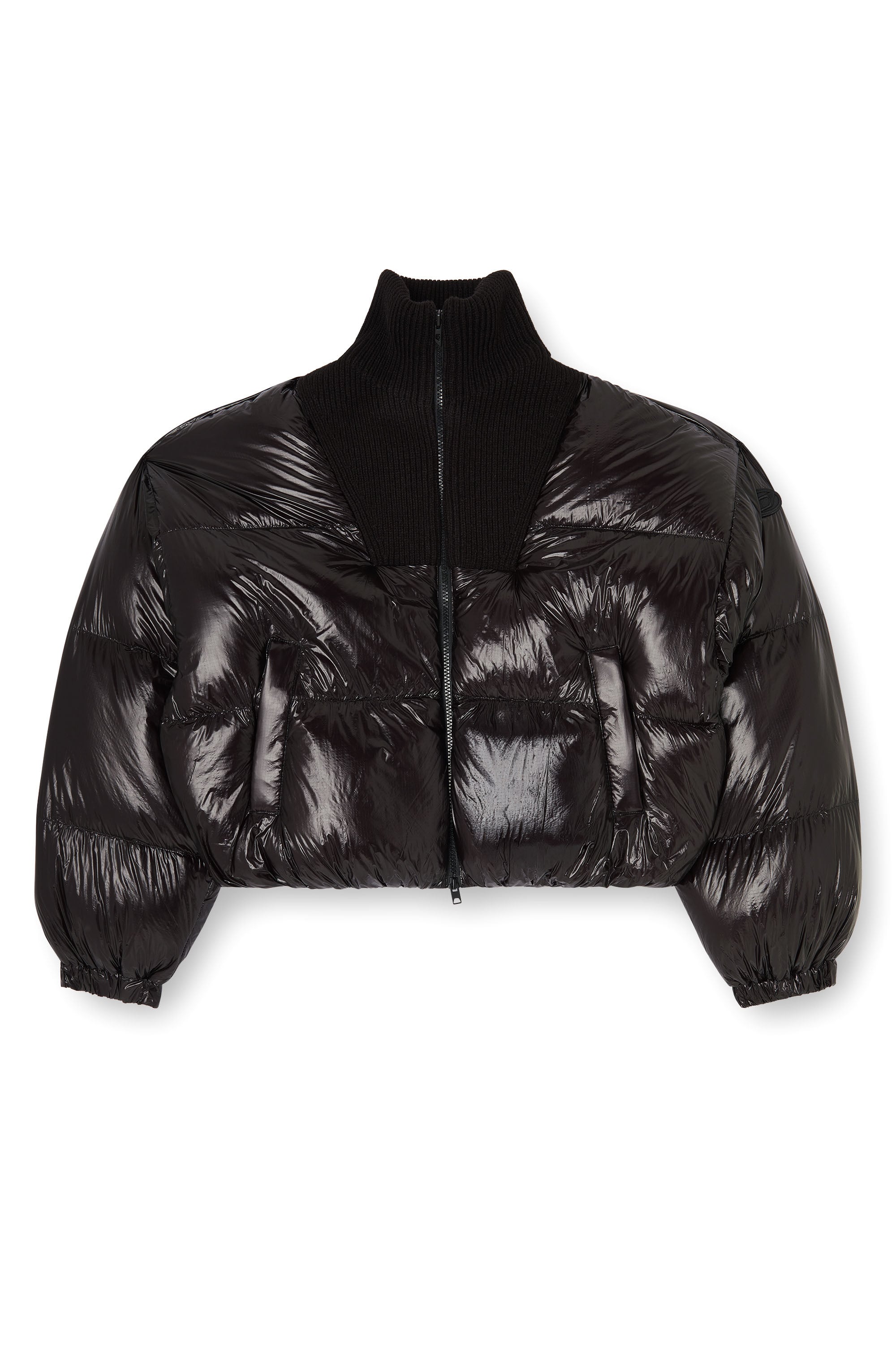 Diesel - W-ARRIOR, Chaqueta acolchada down en ripstop con cuello de punto Mujer in Negro - 3