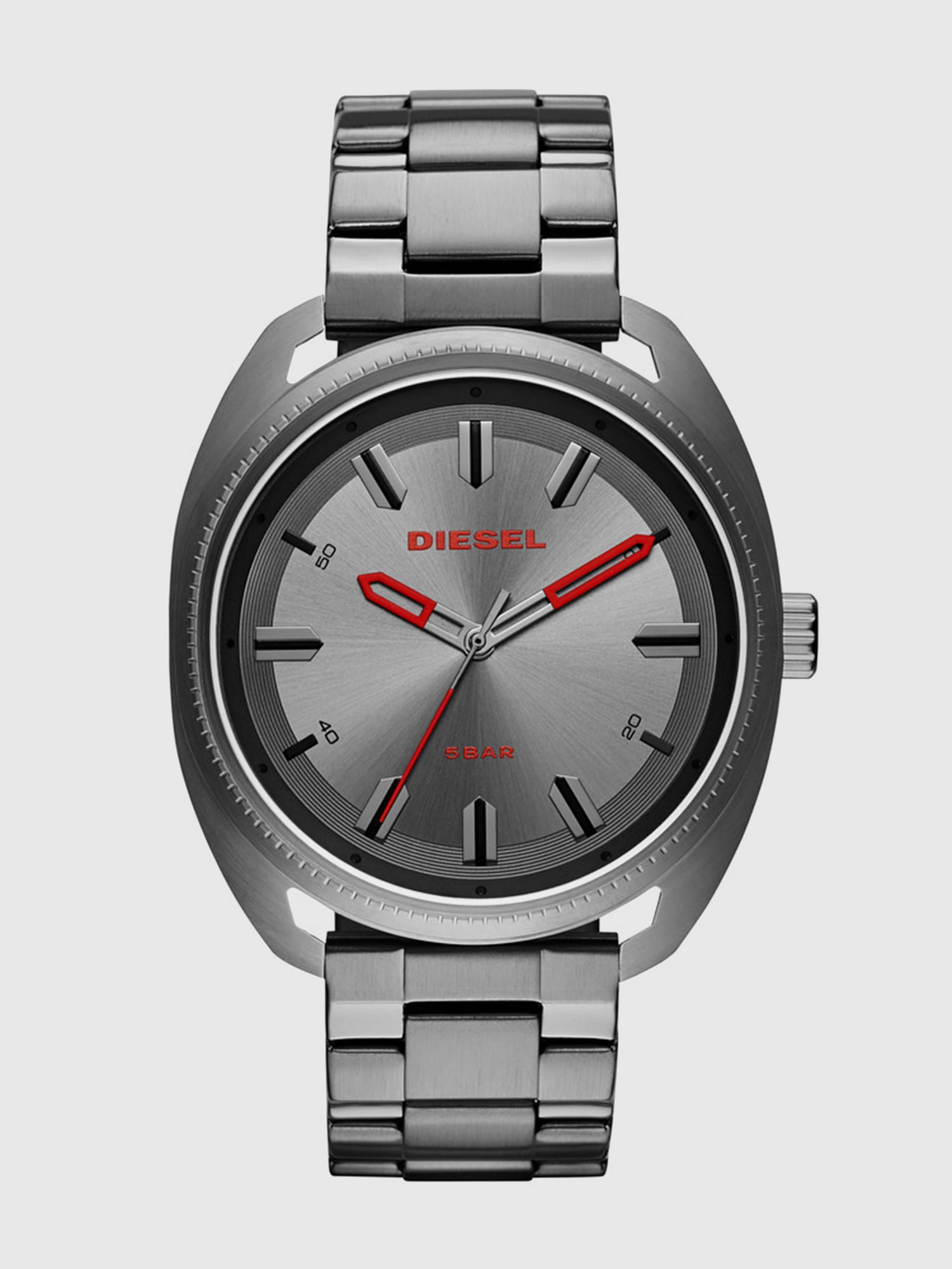 Diesel - DZ1855, Fastback reloj gris con pulsera de tres eslabones, 46&nbsp;mm Hombre in Plateado - 1
