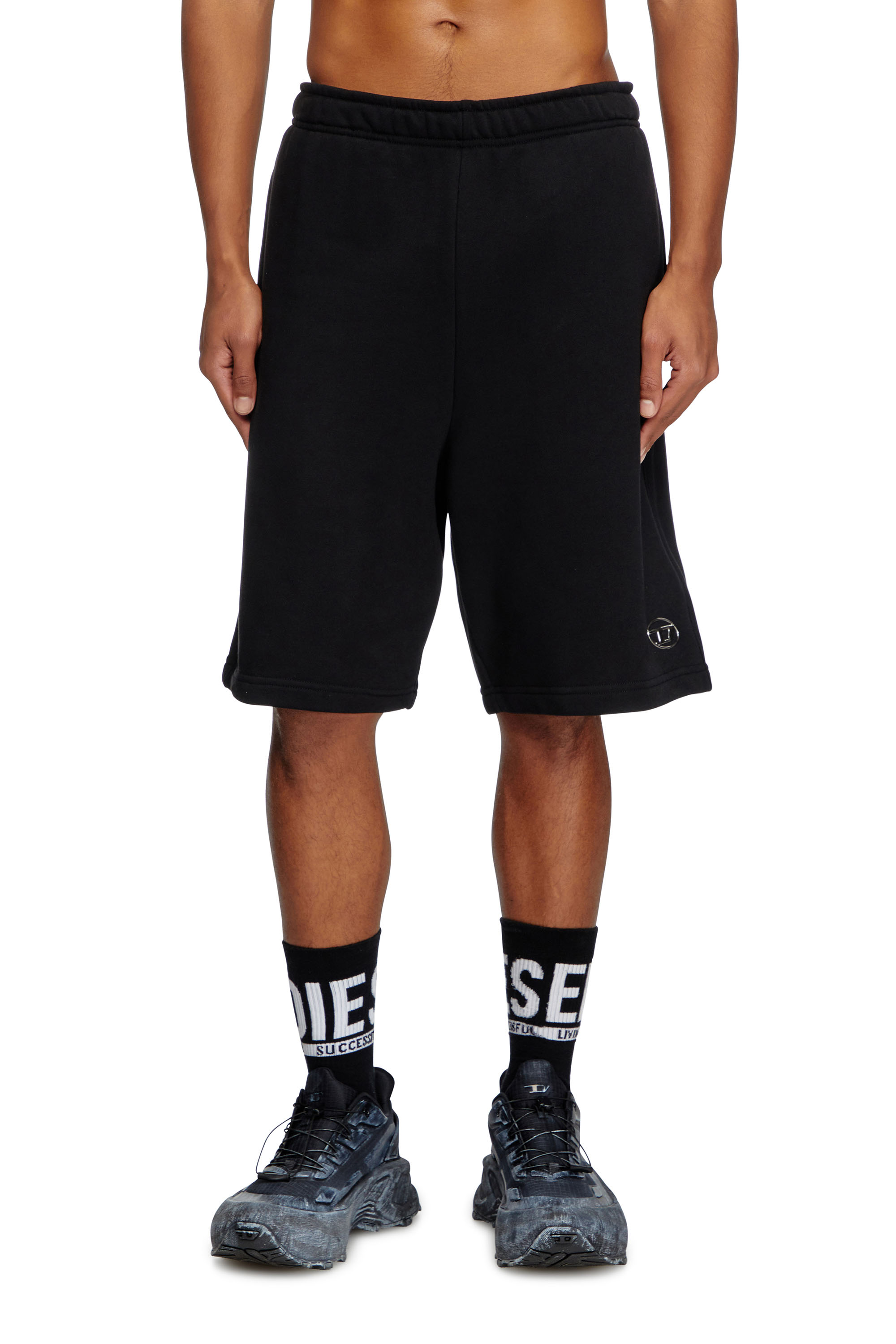 P-MARSHY-OD, Negro Diesel - P-MARSHY-OD, Pantalones cortos deportivos con logotipo Oval D plateado Hombre in Negro - 3