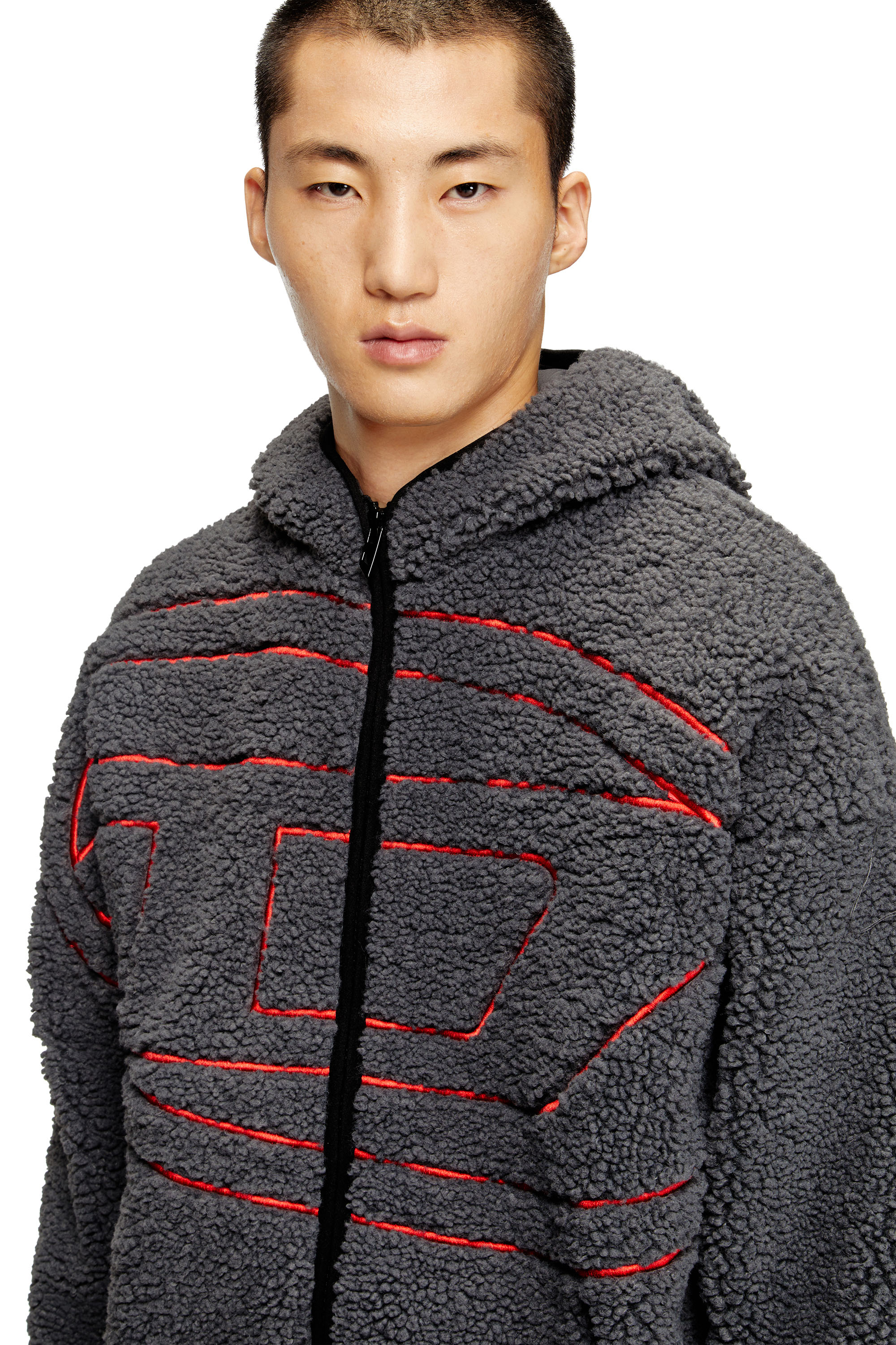 Diesel - S-ZAT, Veste à capuche en peluche Homme in Gris - 4