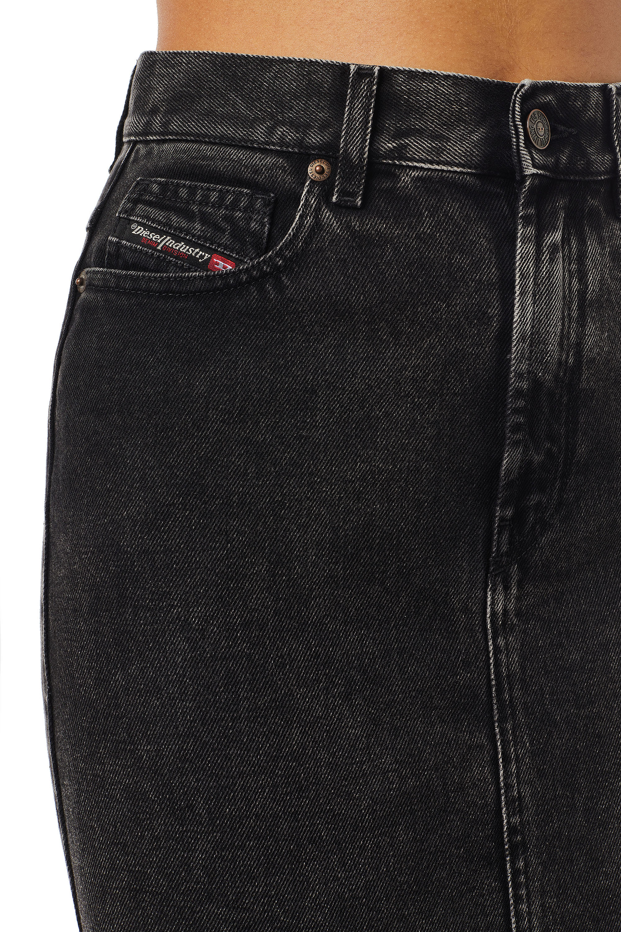 Diesel - DE-RONNY PENCIL SKIRT, Woman's Pencil skirt in denim in Black/Dark grey - 4