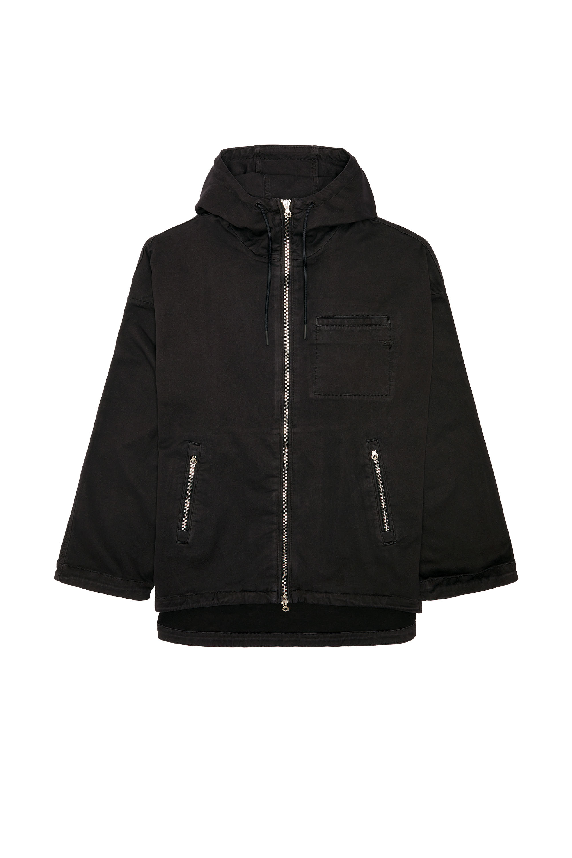 Diesel - D-HENNES JOGG, Chaqueta en tejido JoggJeans con capucha Hombre in Negro - 2