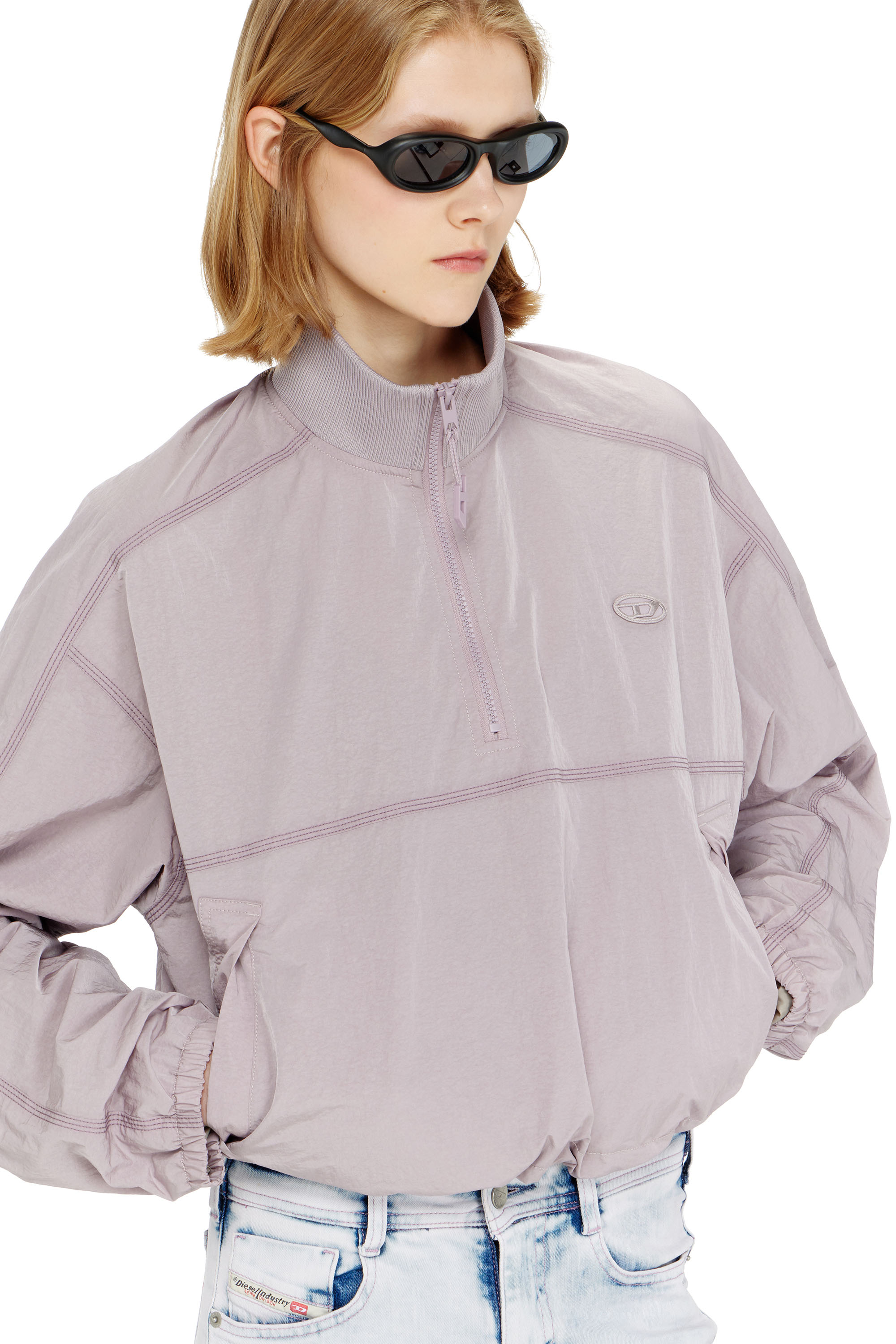 Diesel - G-ANOCK, Woman's Relaxed nylon jacket with mock neck in null - 4