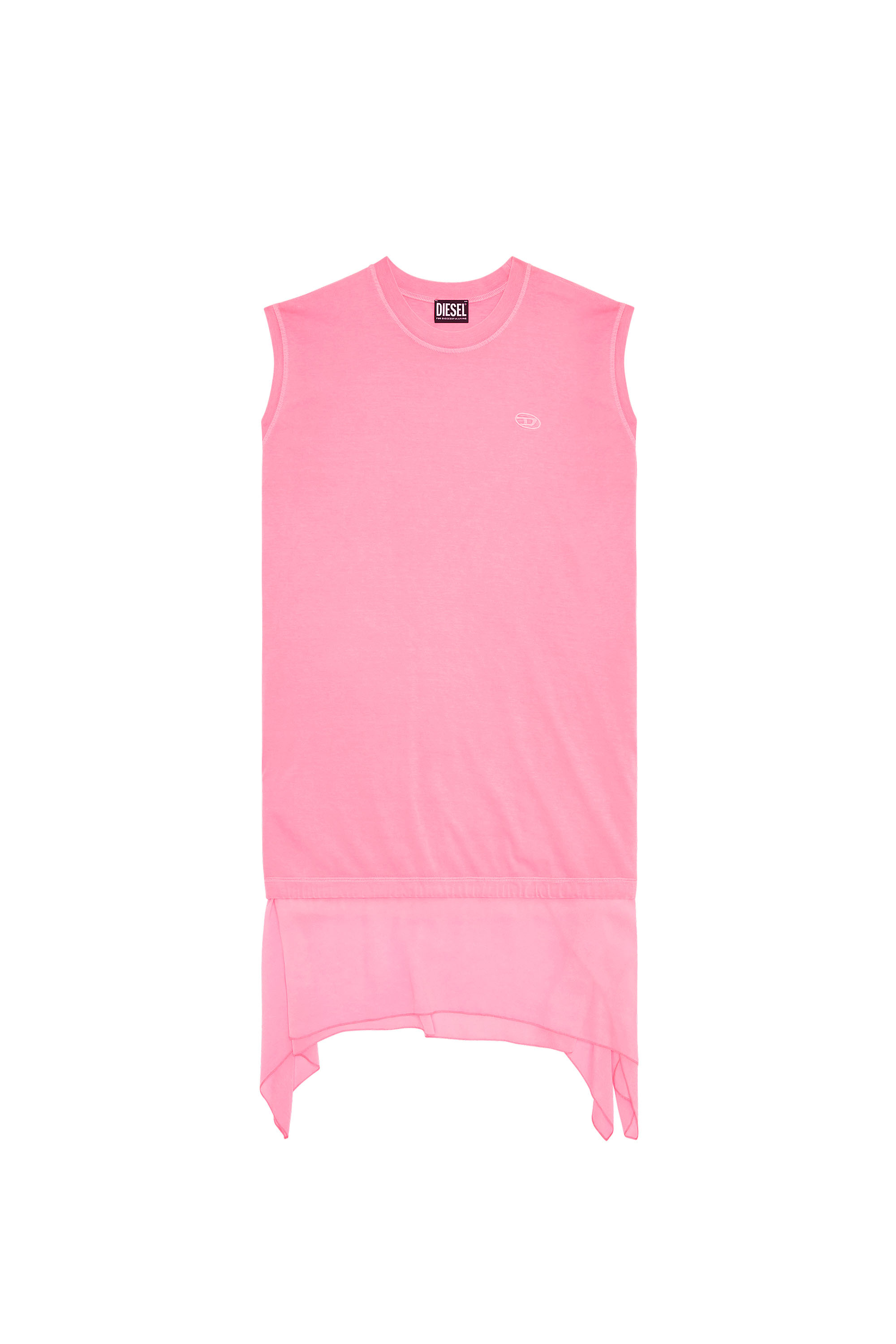 Diesel - D-ROLLETTY, Vestido camiseta con dobladillo en georgette Mujer in Rosa - 2