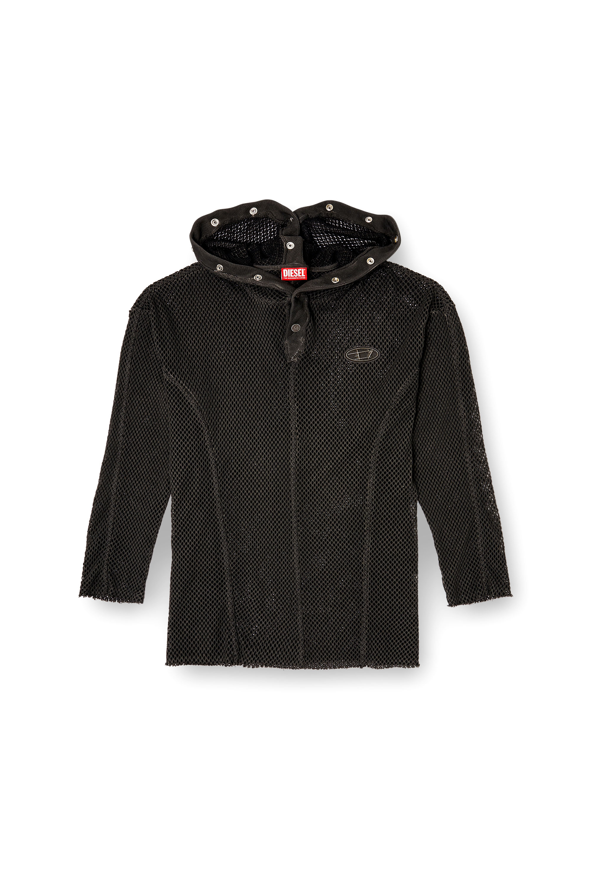 Diesel - S-THUG-FISHNET, Sweat à capuche en résille avec capuche à fermeture complète Mixte in Noir - 4