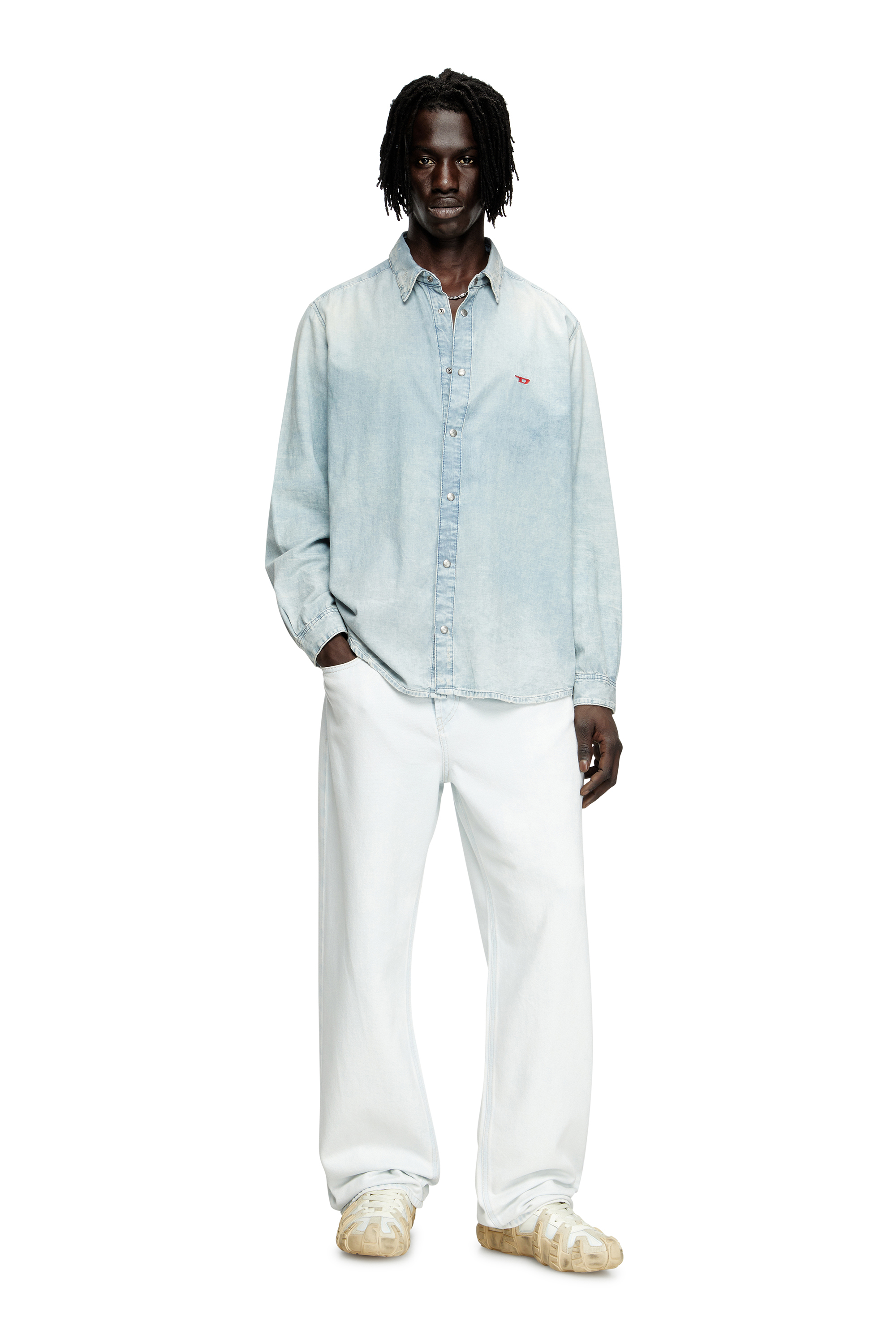 Diesel - D-SIMPLY, Chemise en denim effet blanchi Homme in Bleu - 2
