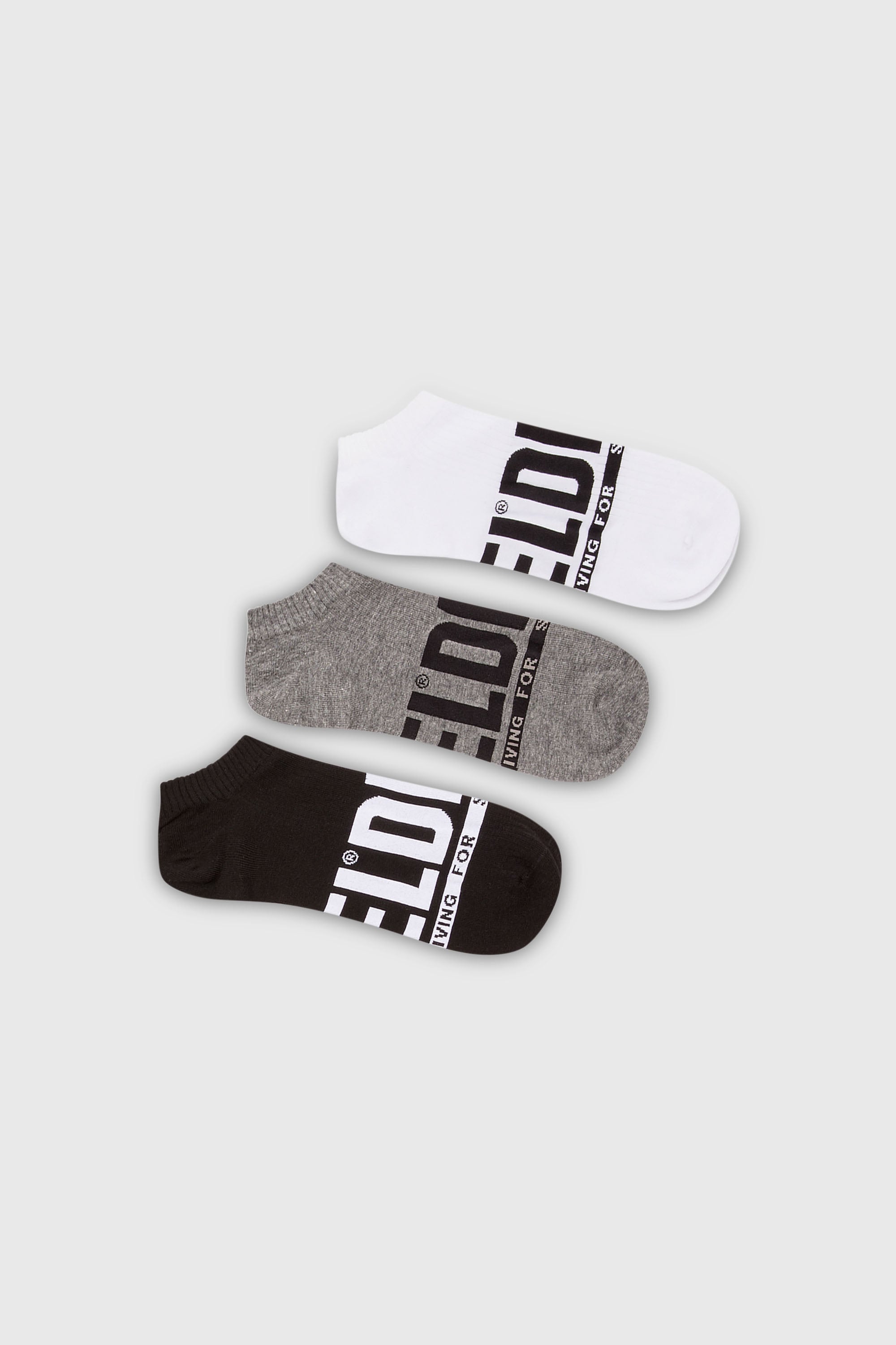 Diesel - SKM-GOST-THREEPACK, Male's Three-pack low-cut logo socks in White/Grey - 1