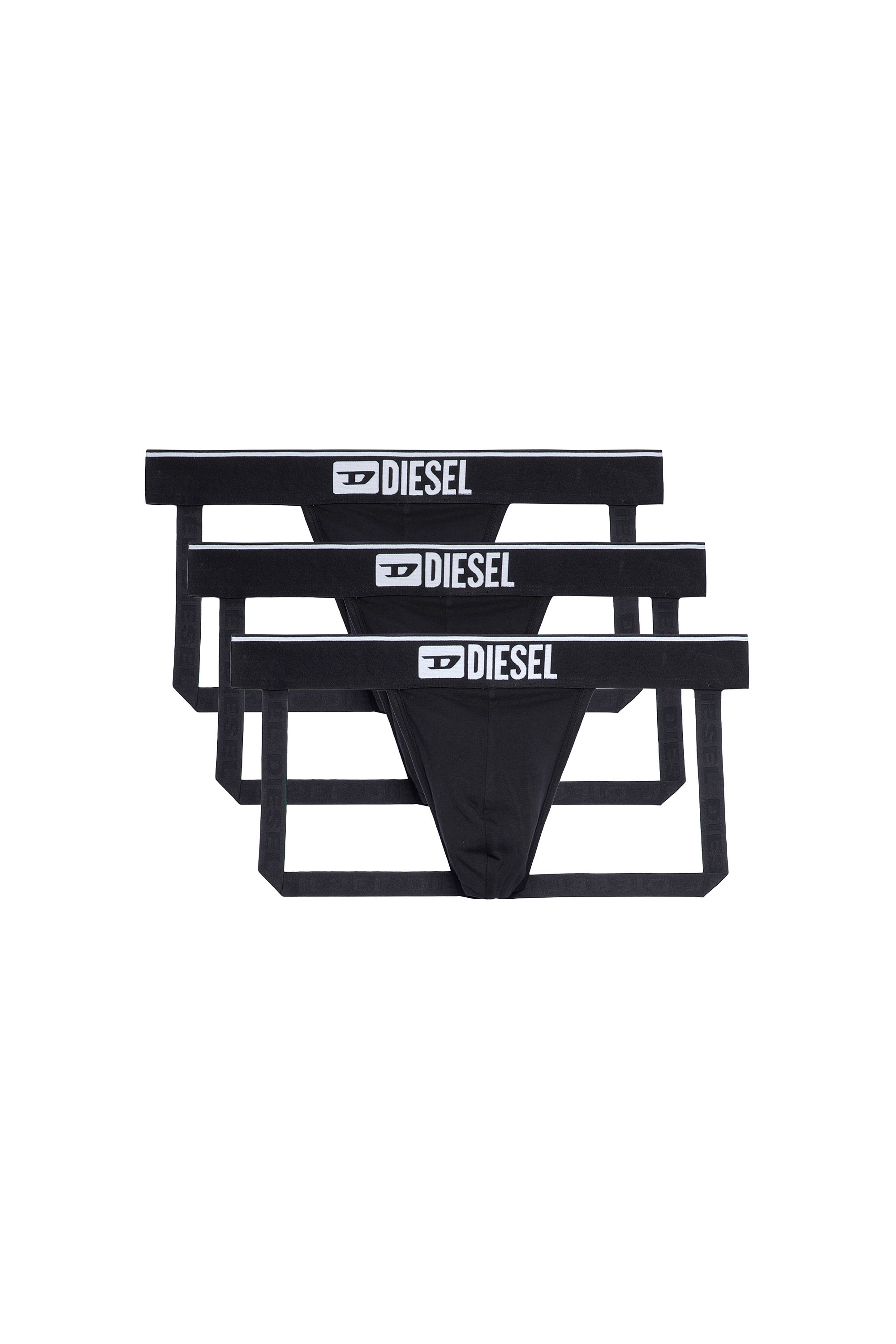 Diesel - UMBR-JOCKYTHREEPACK, Male's Three-pack jockstraps with front logo in Black - 2