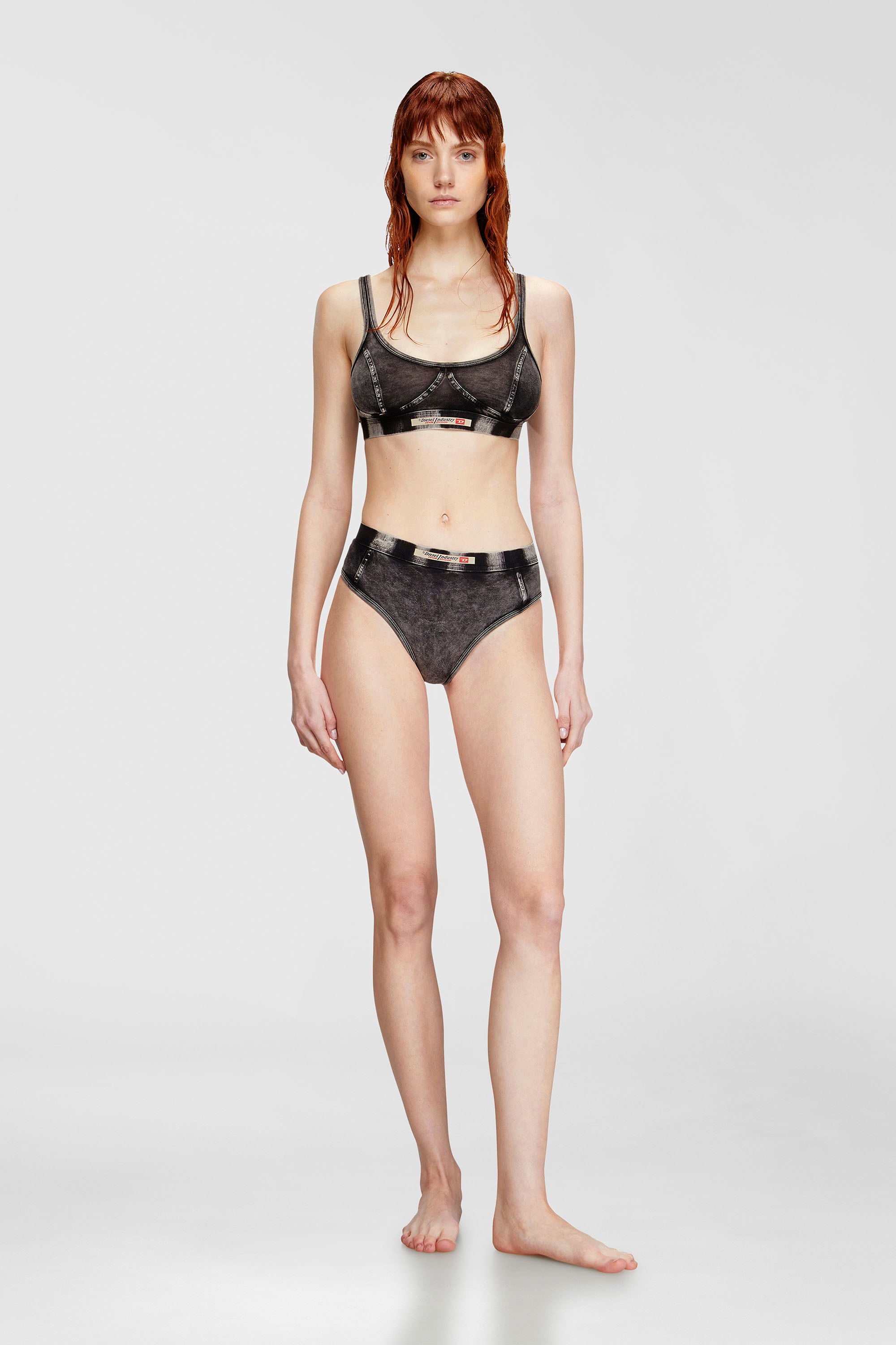 Diesel - HIPSTER-DNM, Braguitas hipster de tejido con efecto denim Mujer in Negro - 2