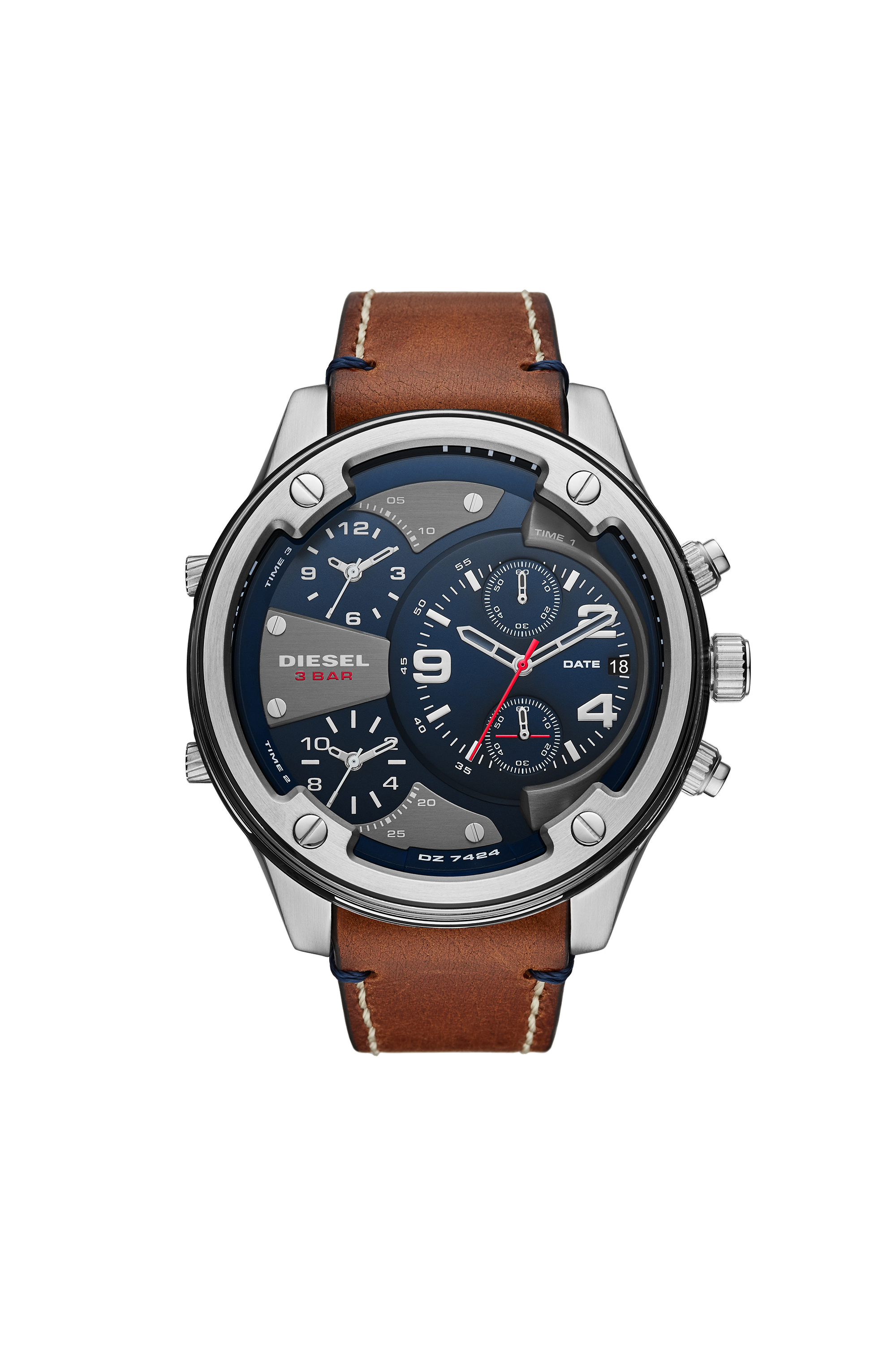 Boltdown three-hand brown leather watch