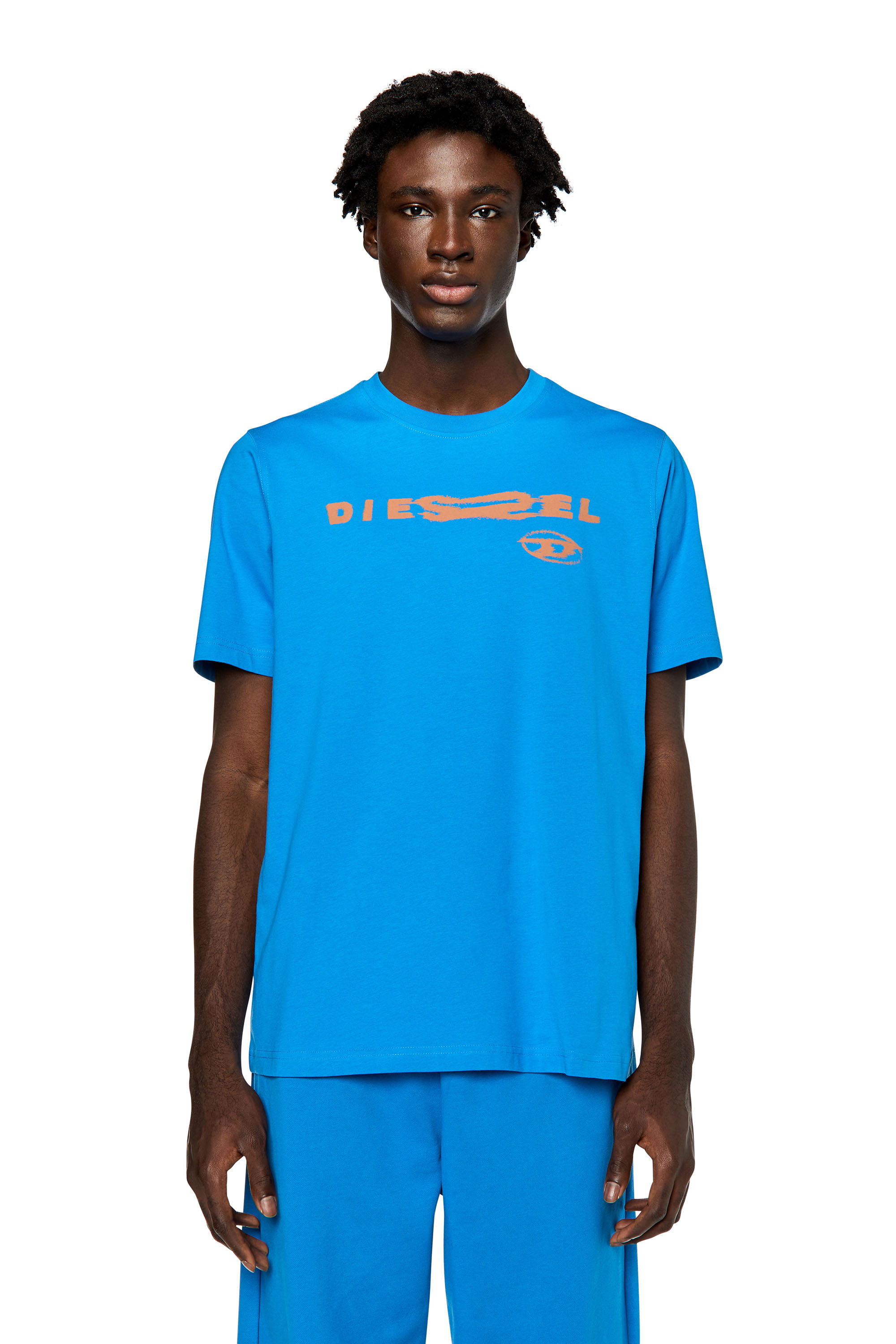 Diesel - T-JUST-G9, Man's T-shirt with distorted logo print in Blue - 3