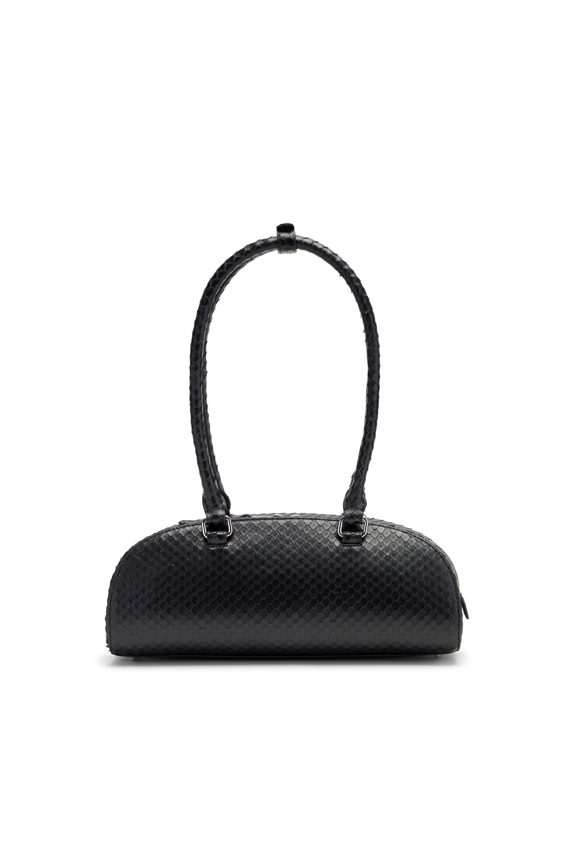 Diesel - 1DR DOME SHOULDER EW, Female's 1DR Dome-Elongated bowling bag in textured leather in Black - 3