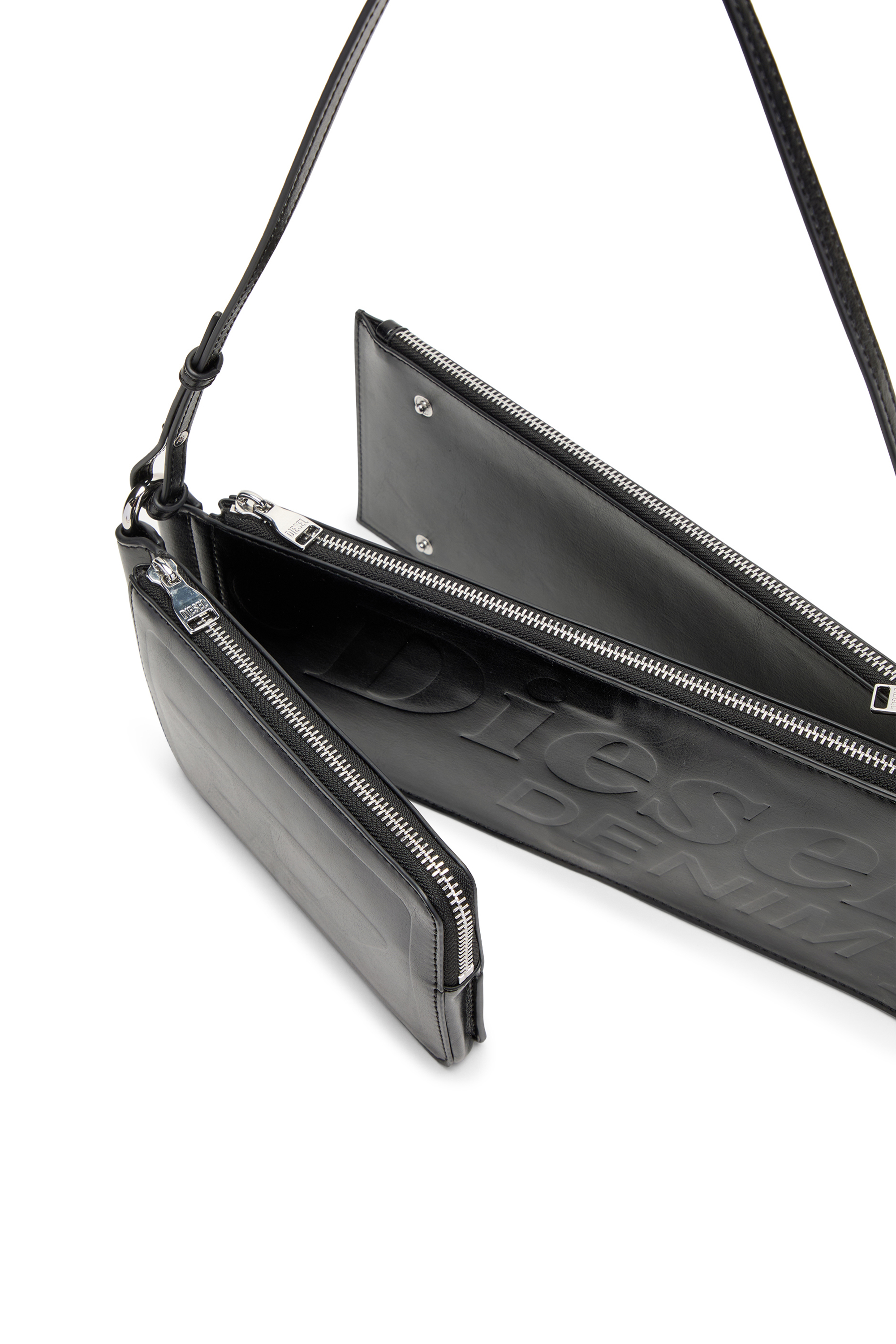 Women's Flag-D-Modular logo-embossed shoulder bag | Black | Diesel Women's Flag-D-Modular logo-embossed shoulder bag | Black | Diesel