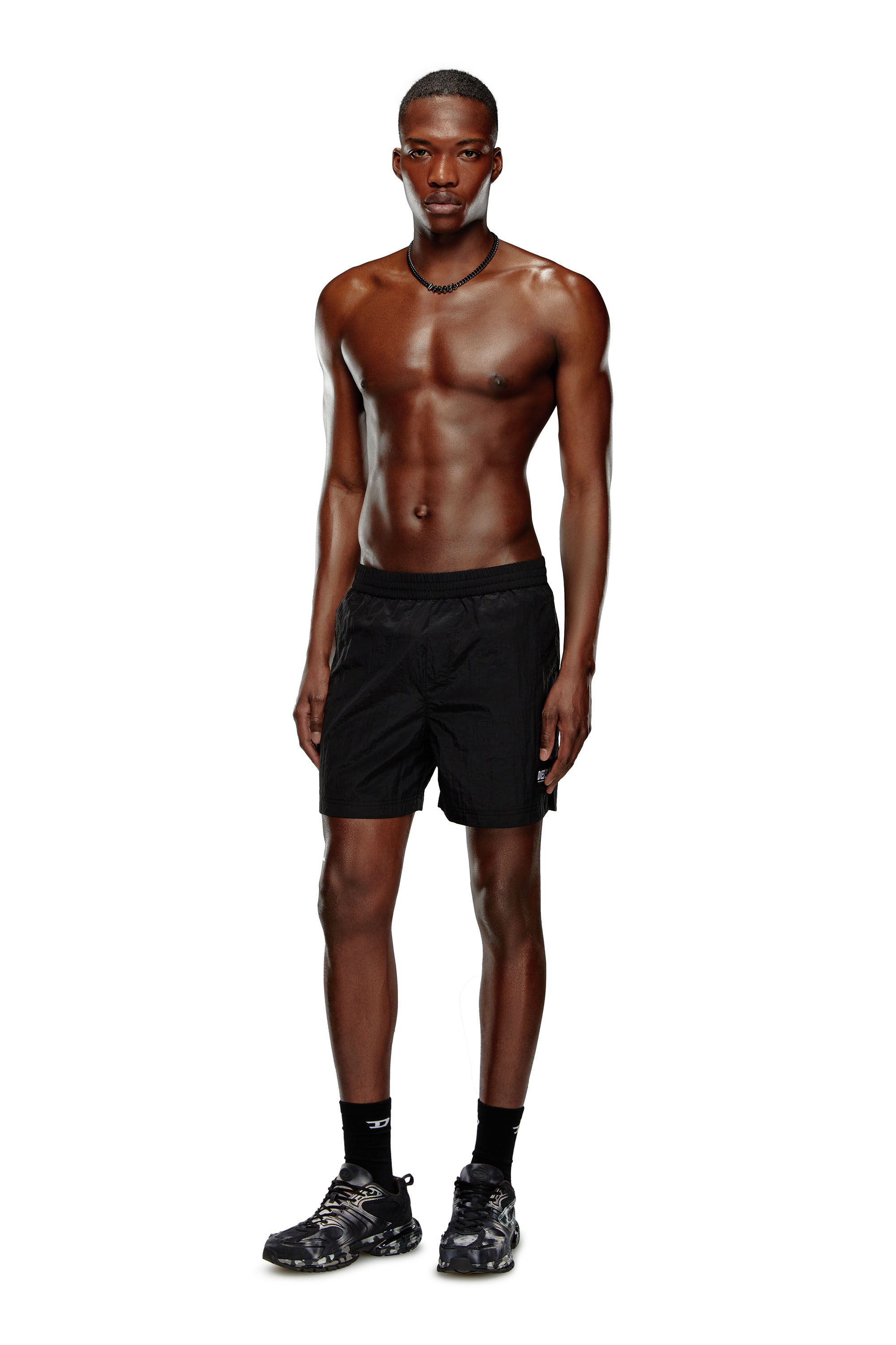 Diesel - BMBX-RIO-41CM-PARACHUTE, Man's Board shorts in crinkled fabric in Black - 2