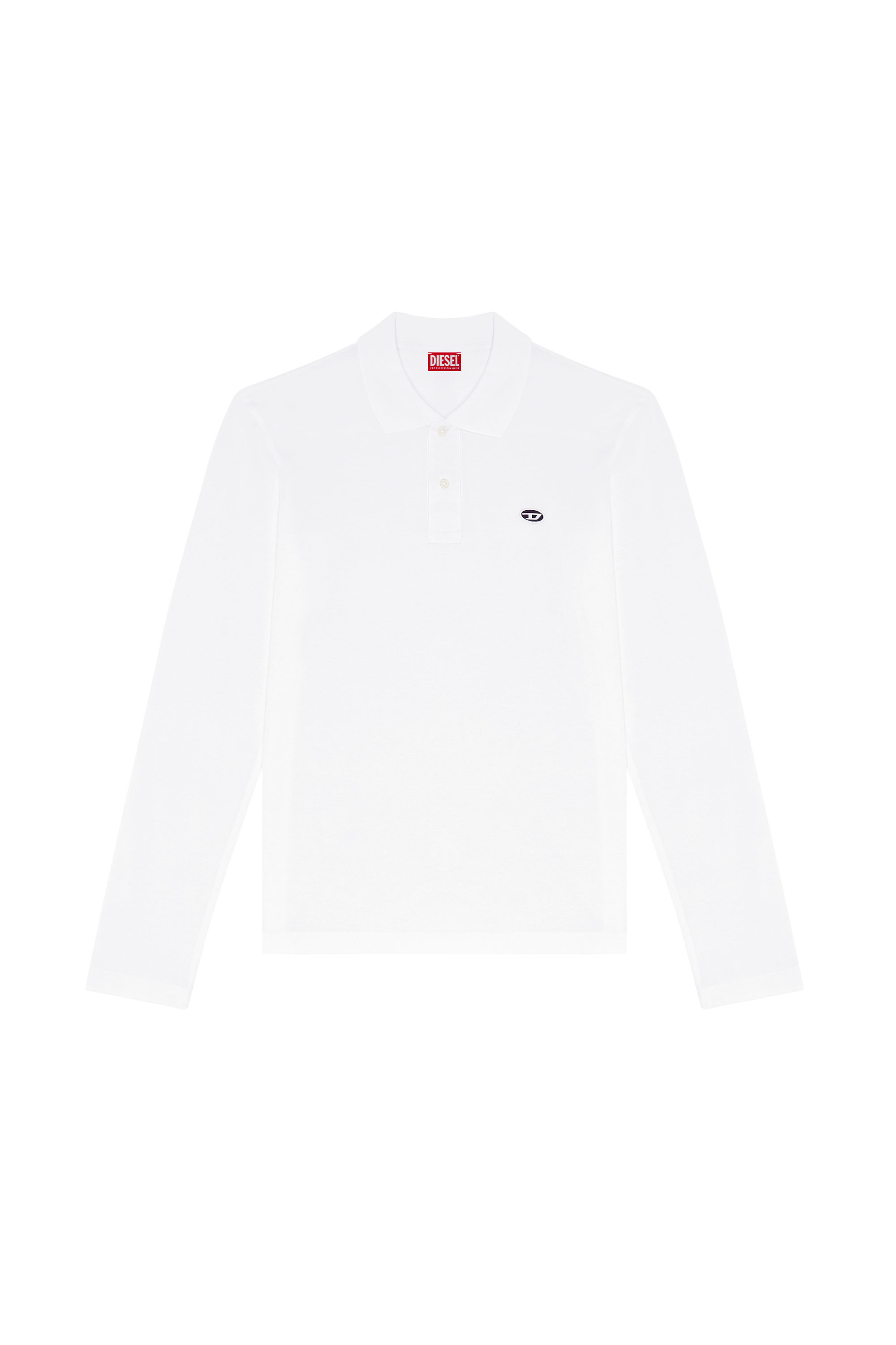 Diesel - T-SMITH-LS-DOVAL-PJ, Man's Long-sleeve polo shirt with logo print in White - 2