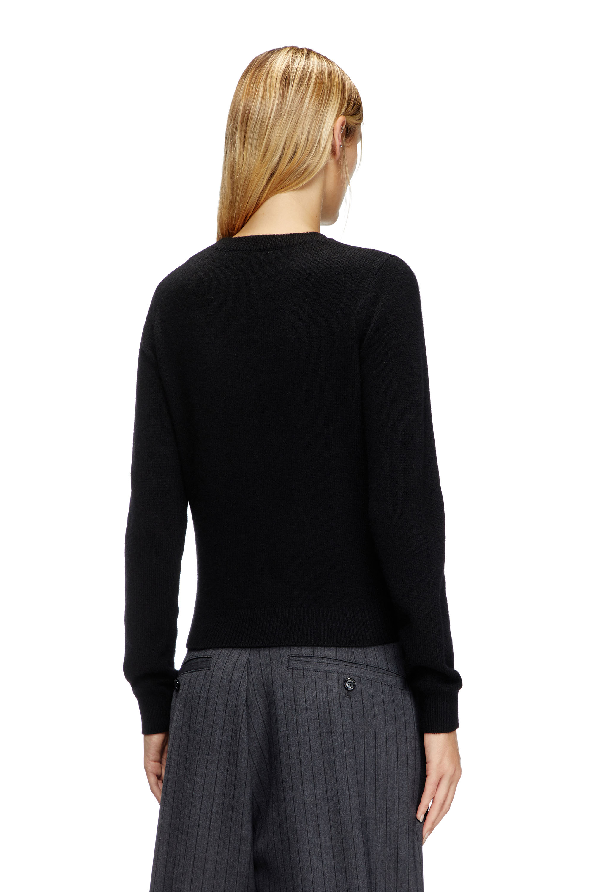 Diesel - M-AREESA-SLIM, Female's Cashmere-blend jumper with cut-out logo in Black - 3