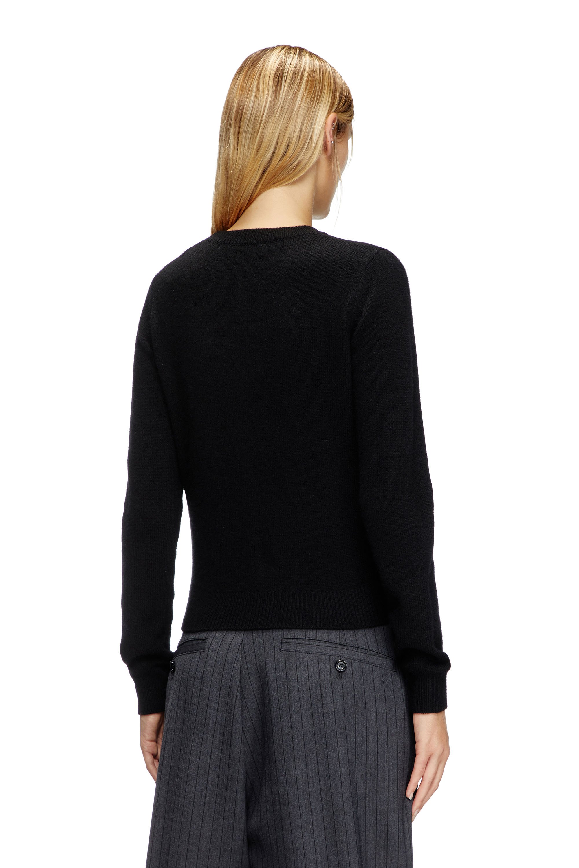 Diesel - M-AREESA-SLIM, Female's Cashmere-blend jumper with cut-out logo in Black - 4