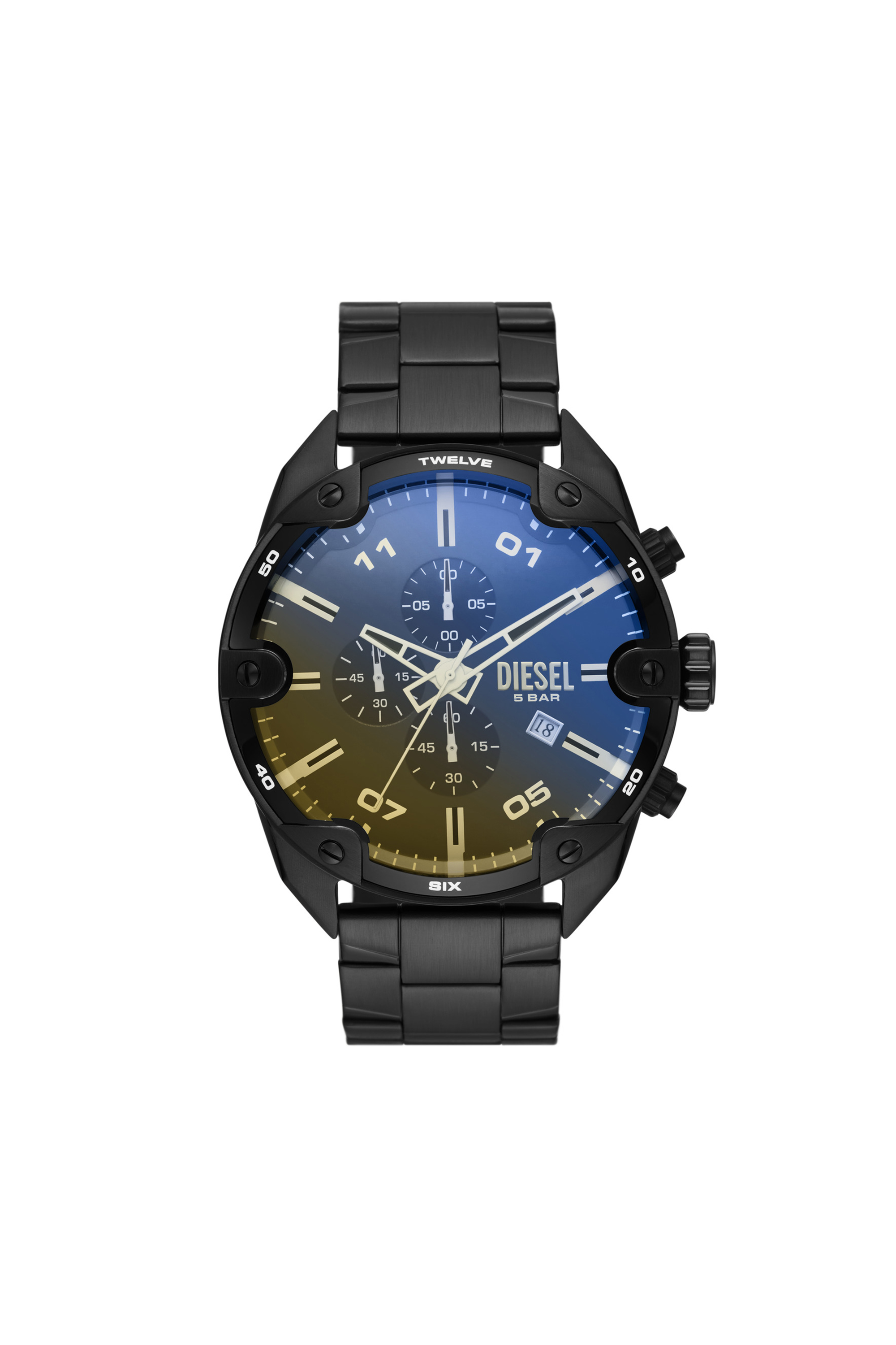 DZ4609 Man: Spiked Chronograph Black Stainless Steel Watch | Diesel