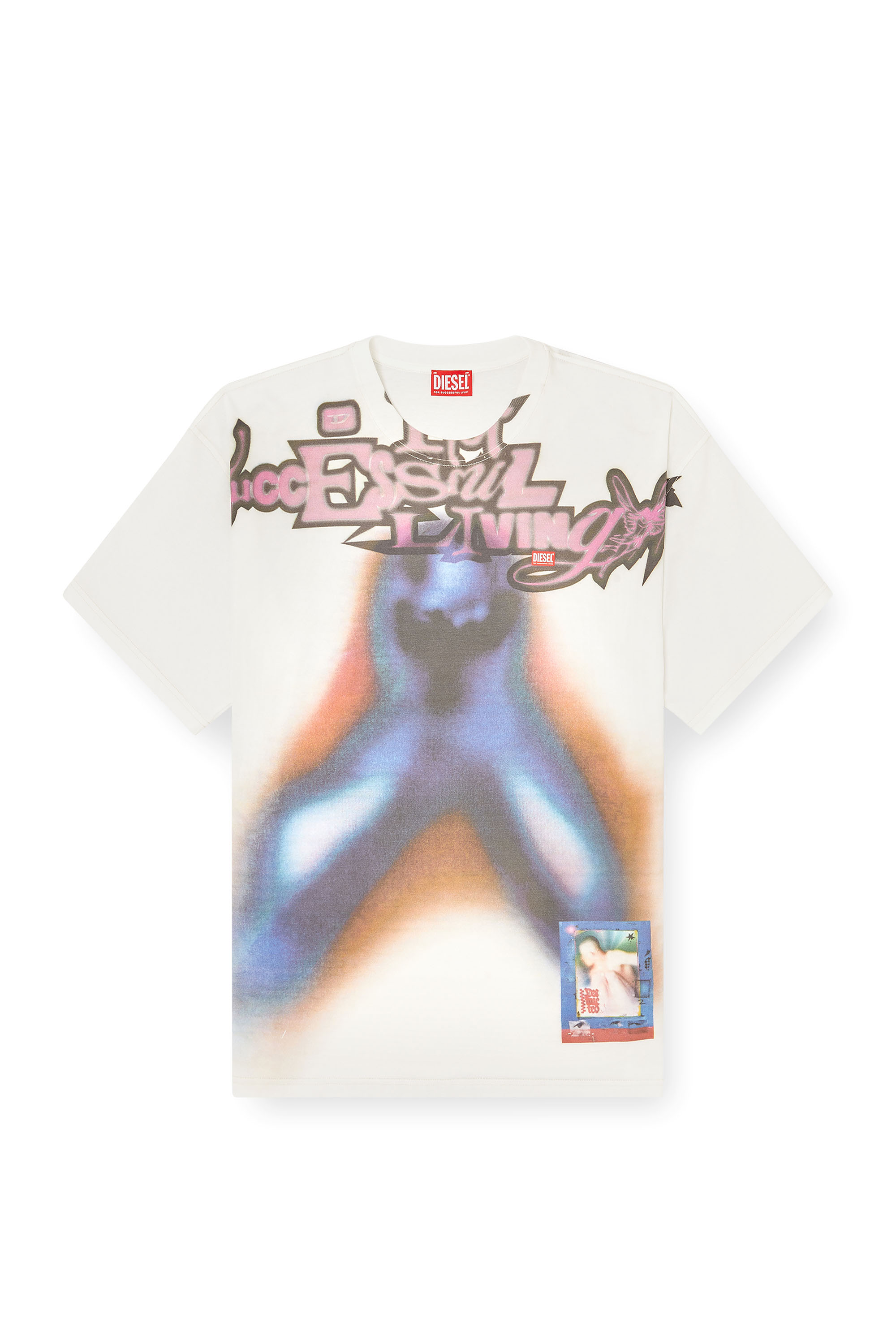 Diesel - T-BOXT-V13, Male's Relaxed cotton T-shirt with digital print in Blue/Orange - 2