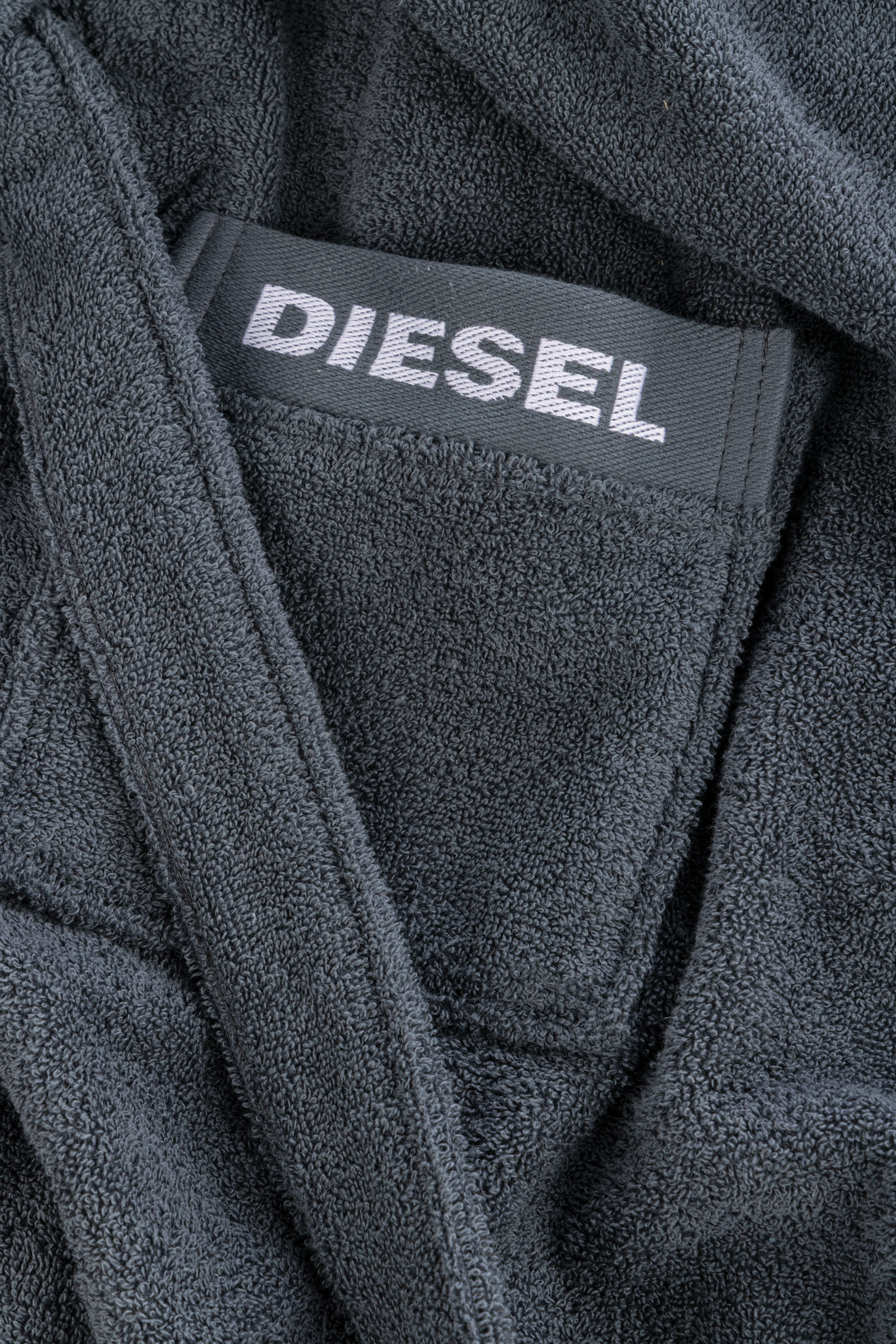 Diesel - 1015111 LOGO-COTTON BATHROBE SIZE M/L GR, Unisex's Logo-Cotton Terry Bathrobe, M/L size in Dark grey - 2
