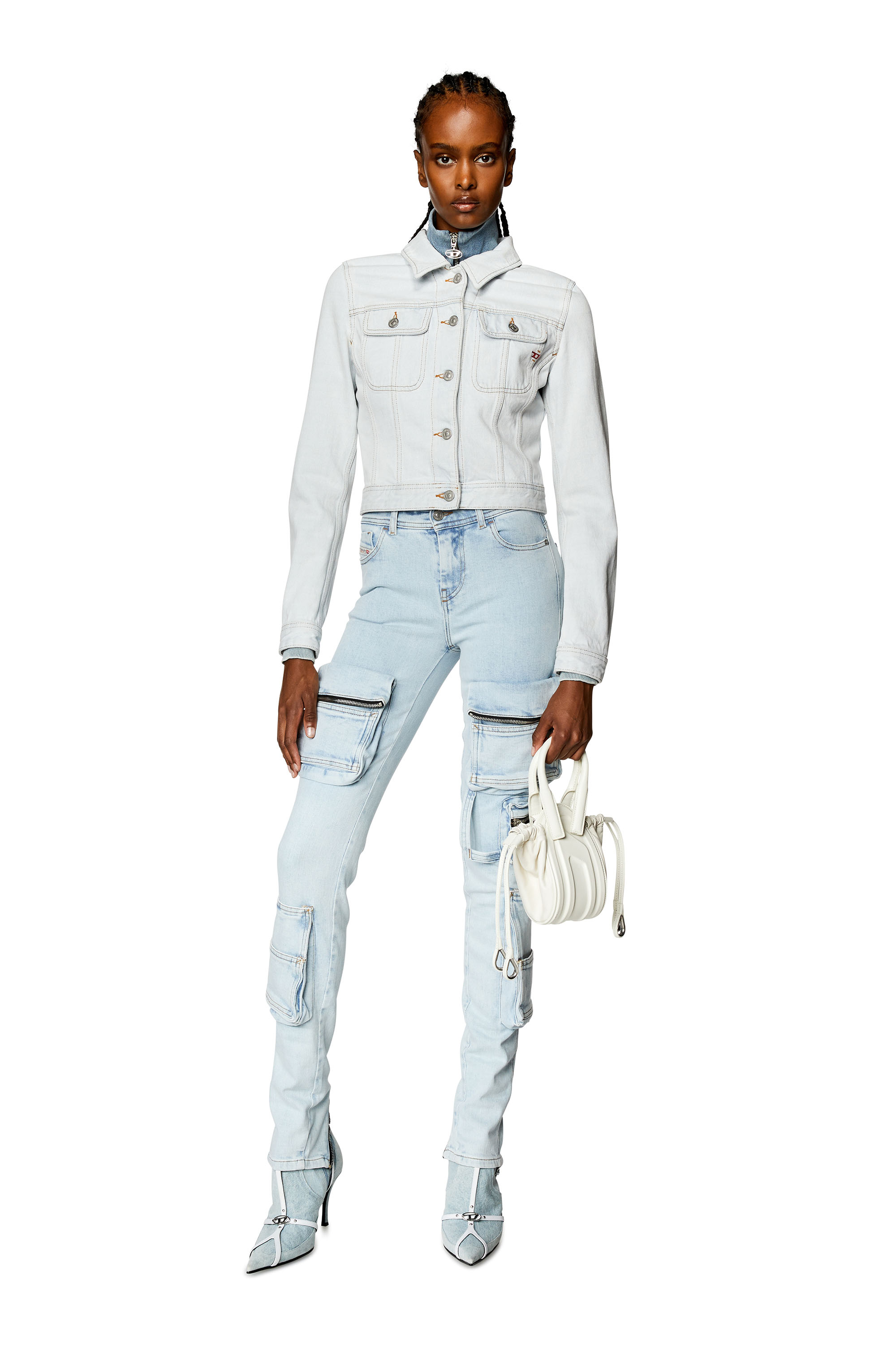 Women's Skinny Cargo Jeans | Light blue | Diesel 1984 Slandy