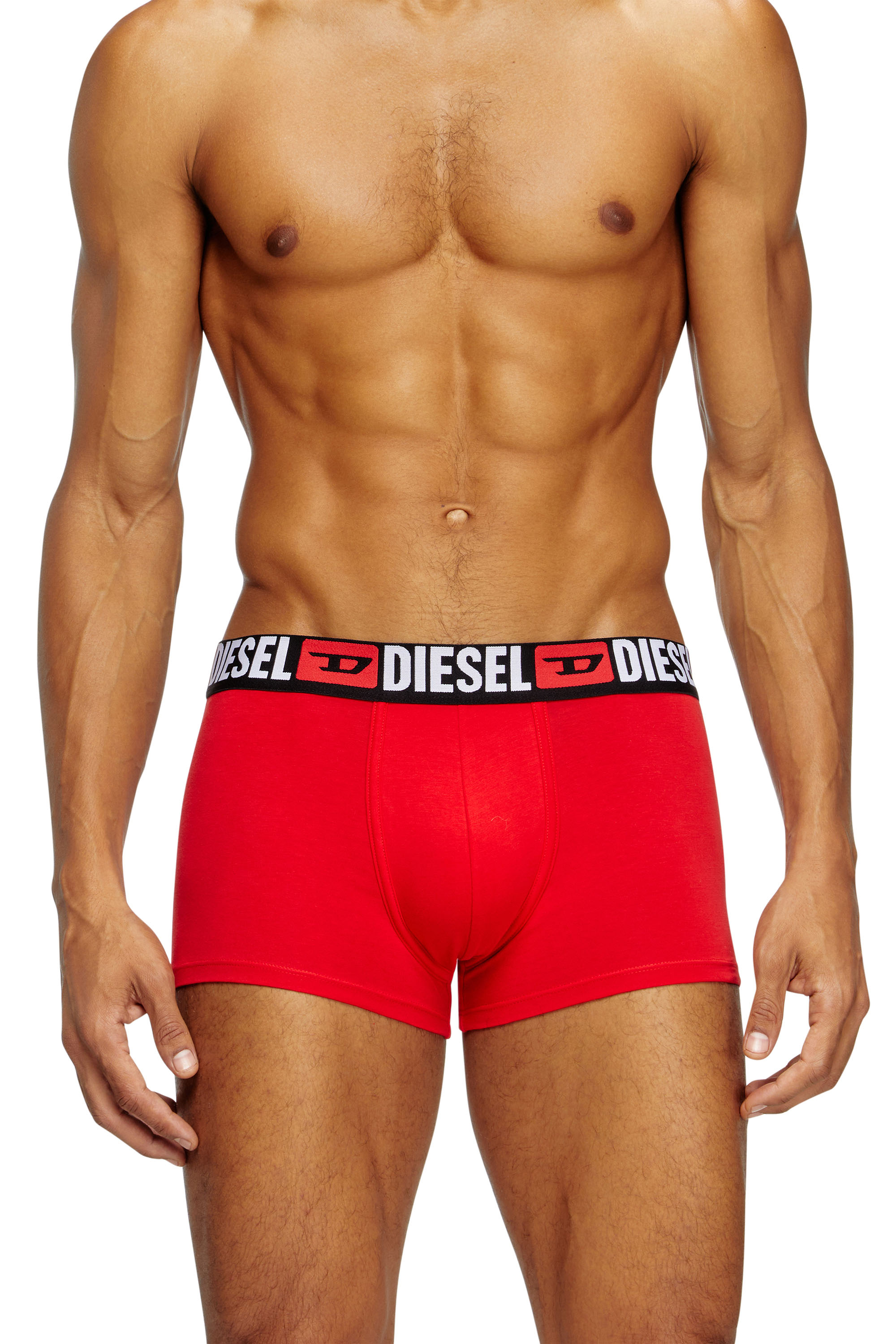Diesel - UMBX-DAMIENTHREEPACK, Male's Three-pack of all-over logo waist boxers in Red/Grey - 1