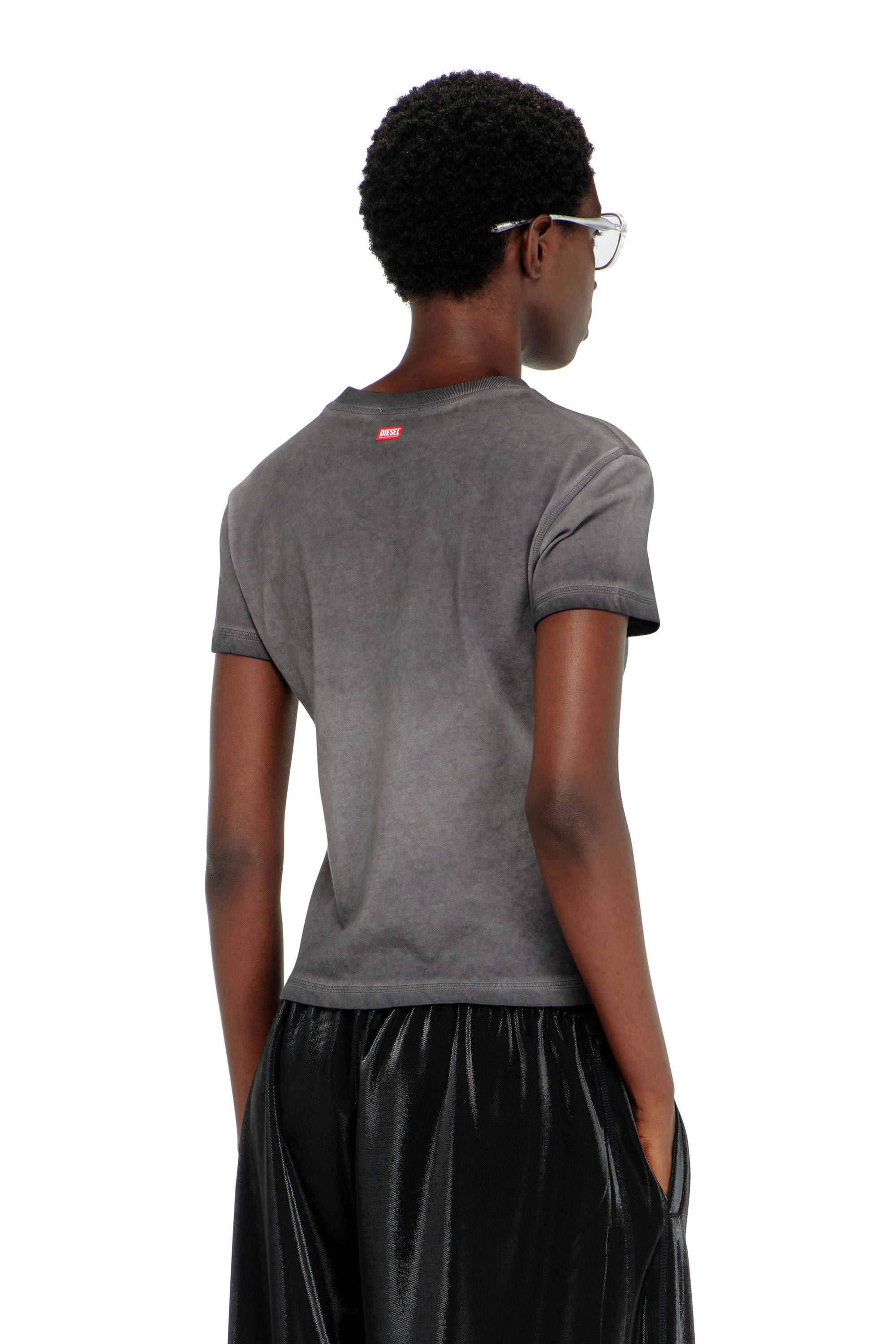 Diesel - T-ILA-AA7, Female's Slim T-shirt with d&eacute;vor&eacute; Phoenix in Dark Grey - 4