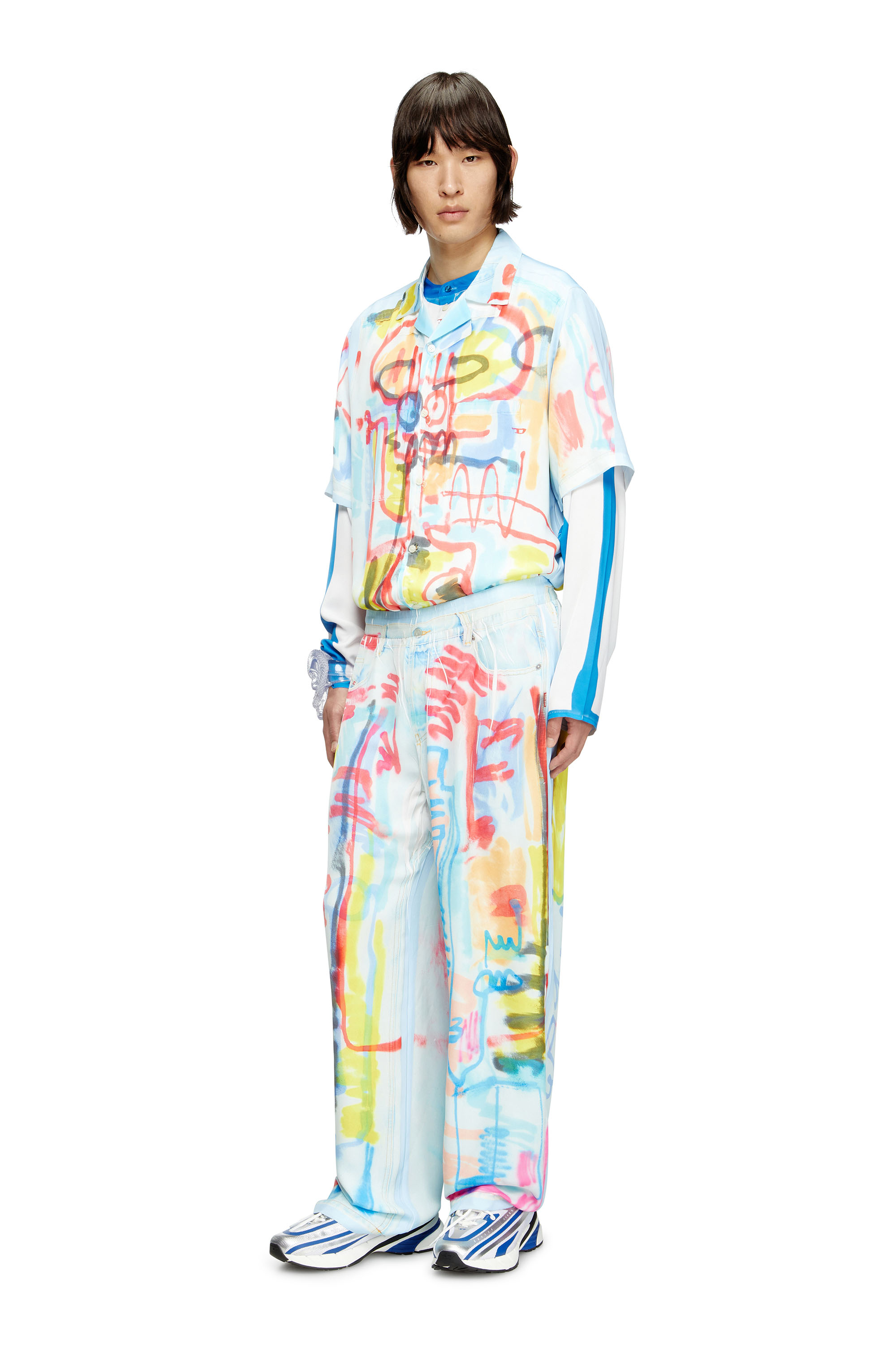 Diesel - P-AFTER-GRAFFITI-AFR, Pantalon avec fit relaxed et imprimé graffiti Mixte in Polychrome - 3