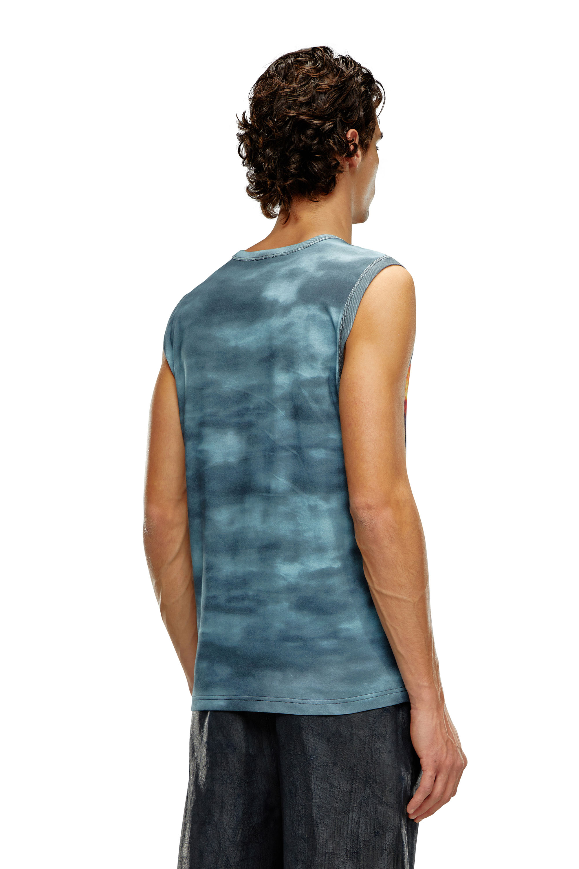 Diesel - T-BISCOUP, Male's Tank top with burning Oval D poster in Dark Blue - 4