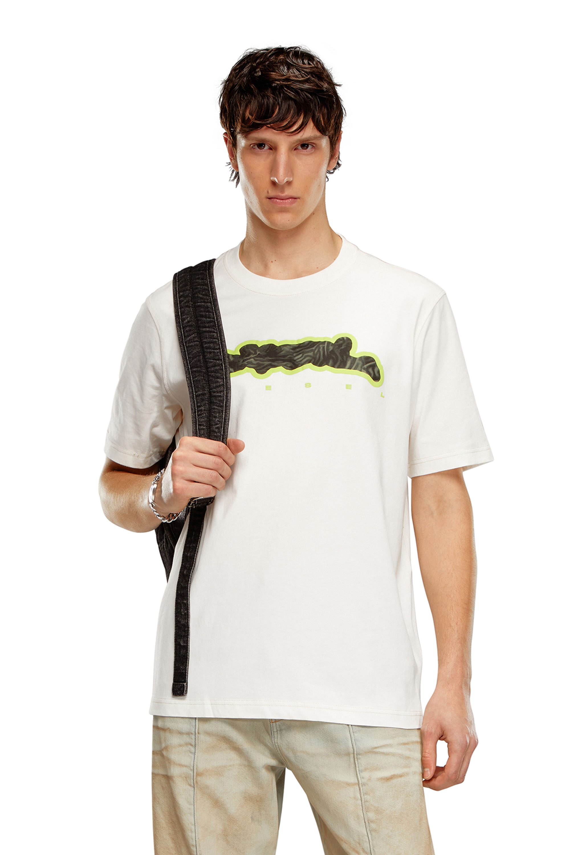 Diesel - T-JUST-N16, Man's T-shirt with zebra-camo motif in White - 3