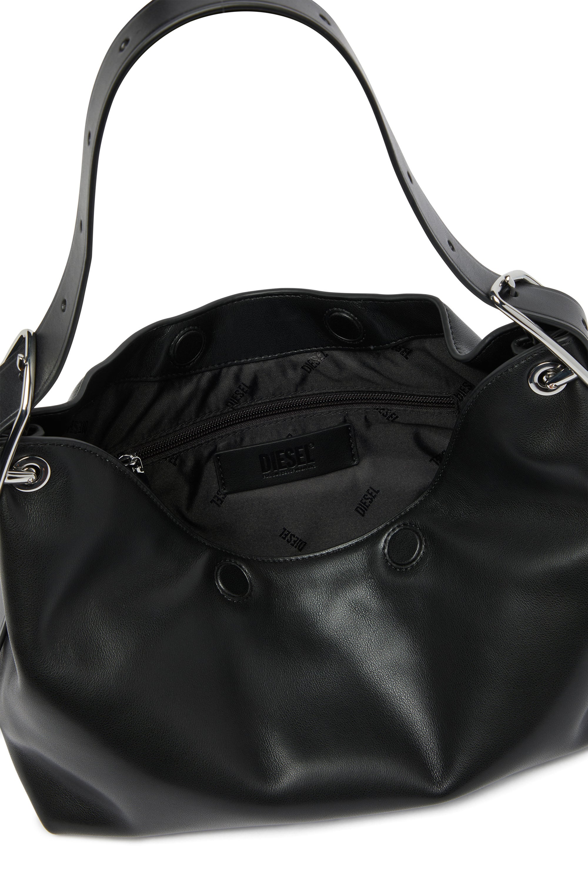Diesel - D-LINE HOBO S, D-Line-Sac &agrave; bandouli&egrave;re en cuir Femme in Noir - 6