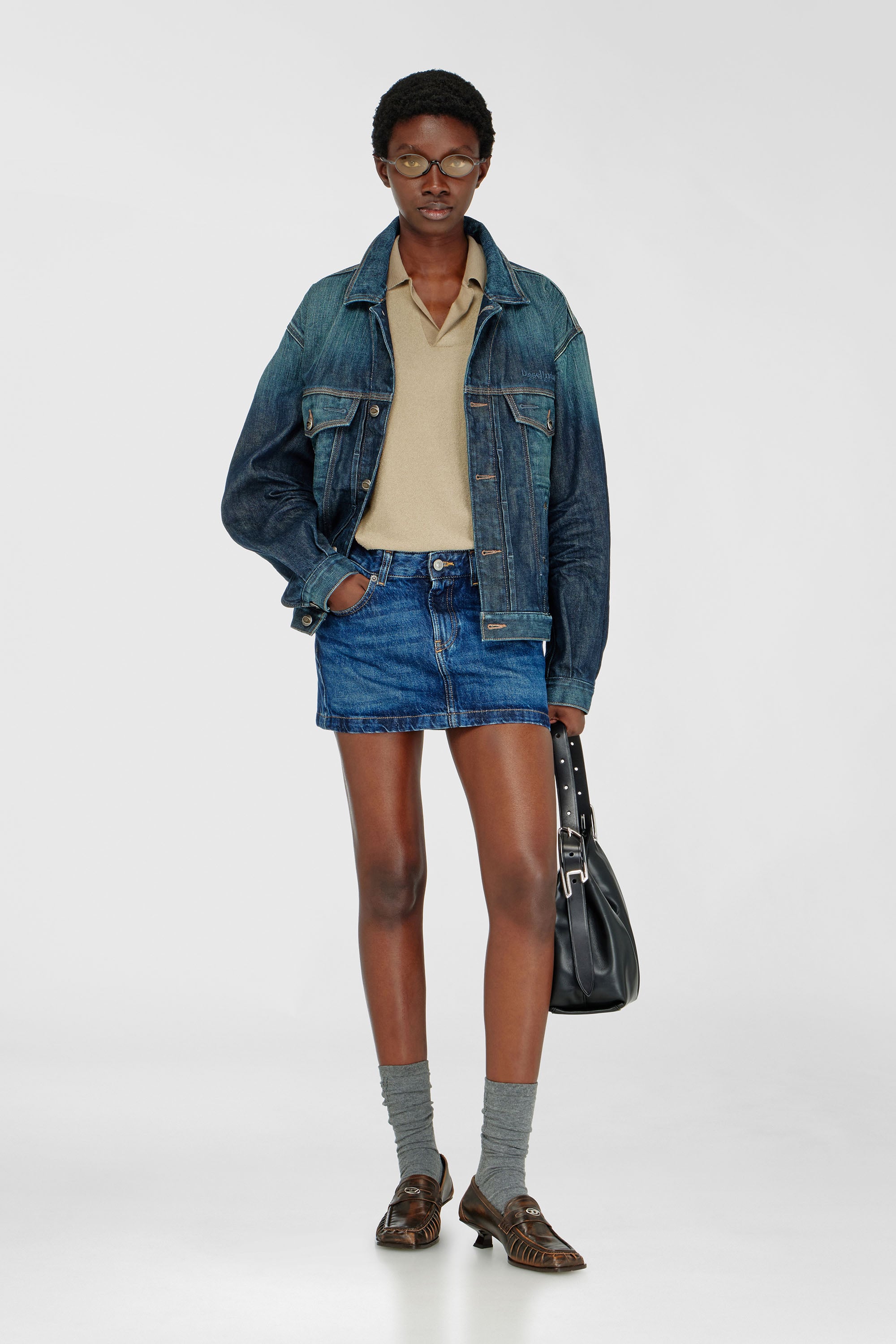 Diesel - DE-RON, Female's Miniskirt in denim in Dark Blue - 1