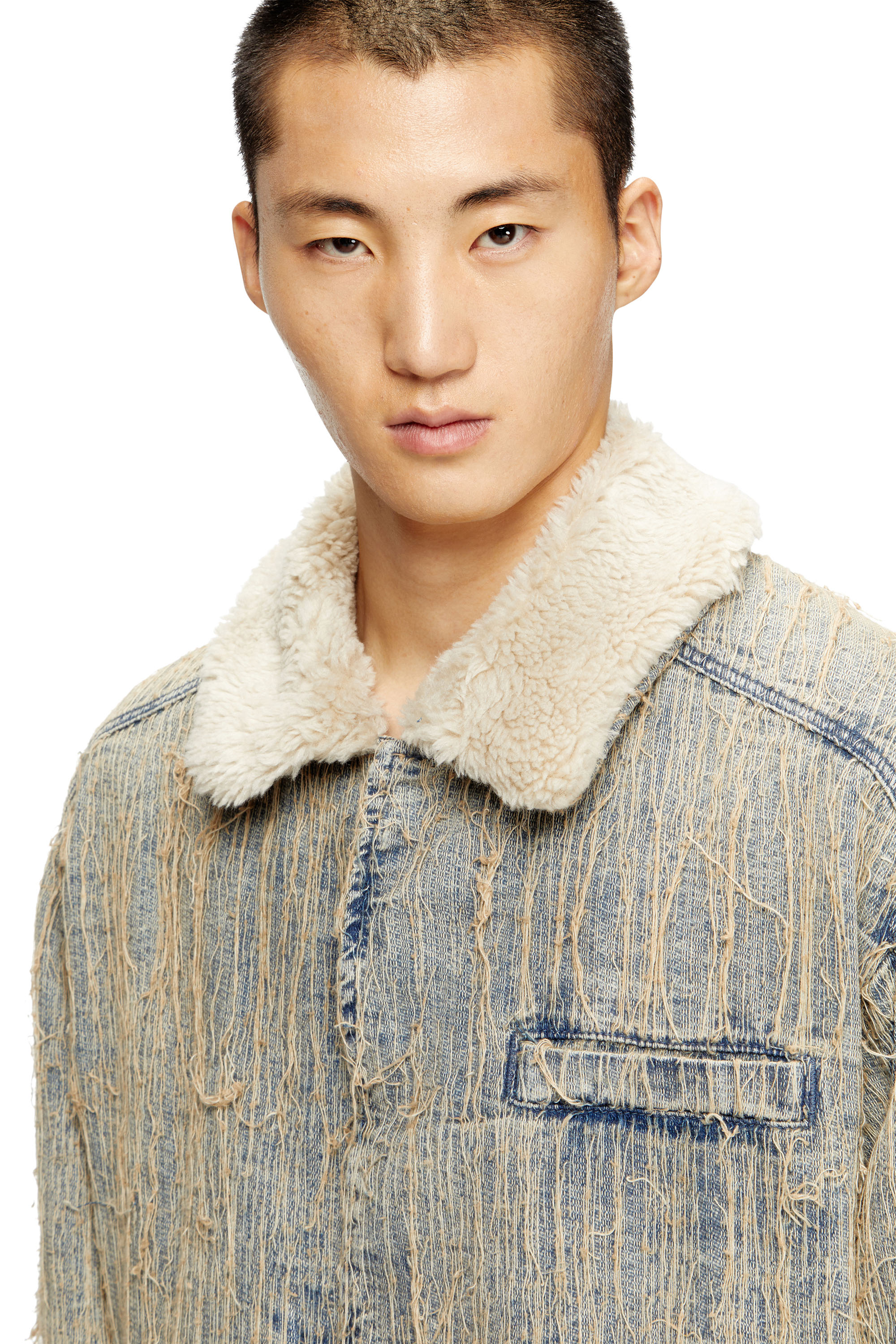 Diesel - D-IVAR-S, Male's Jacket in floating-thread jacquard denim in Light Blue - 4