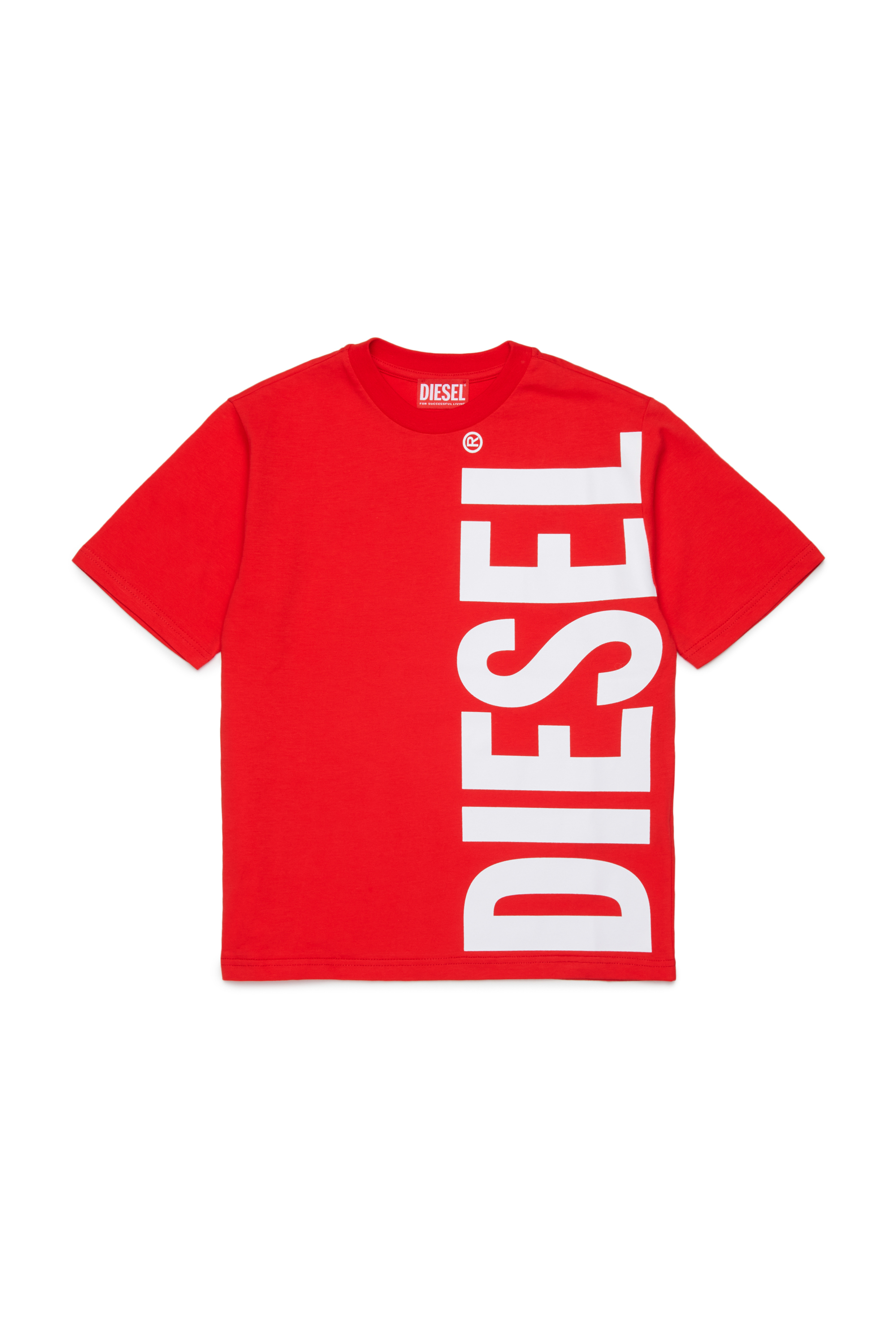 Diesel - MTOMS OVER, Man's Cotton T-shirt with maxi logo print in Red - 1
