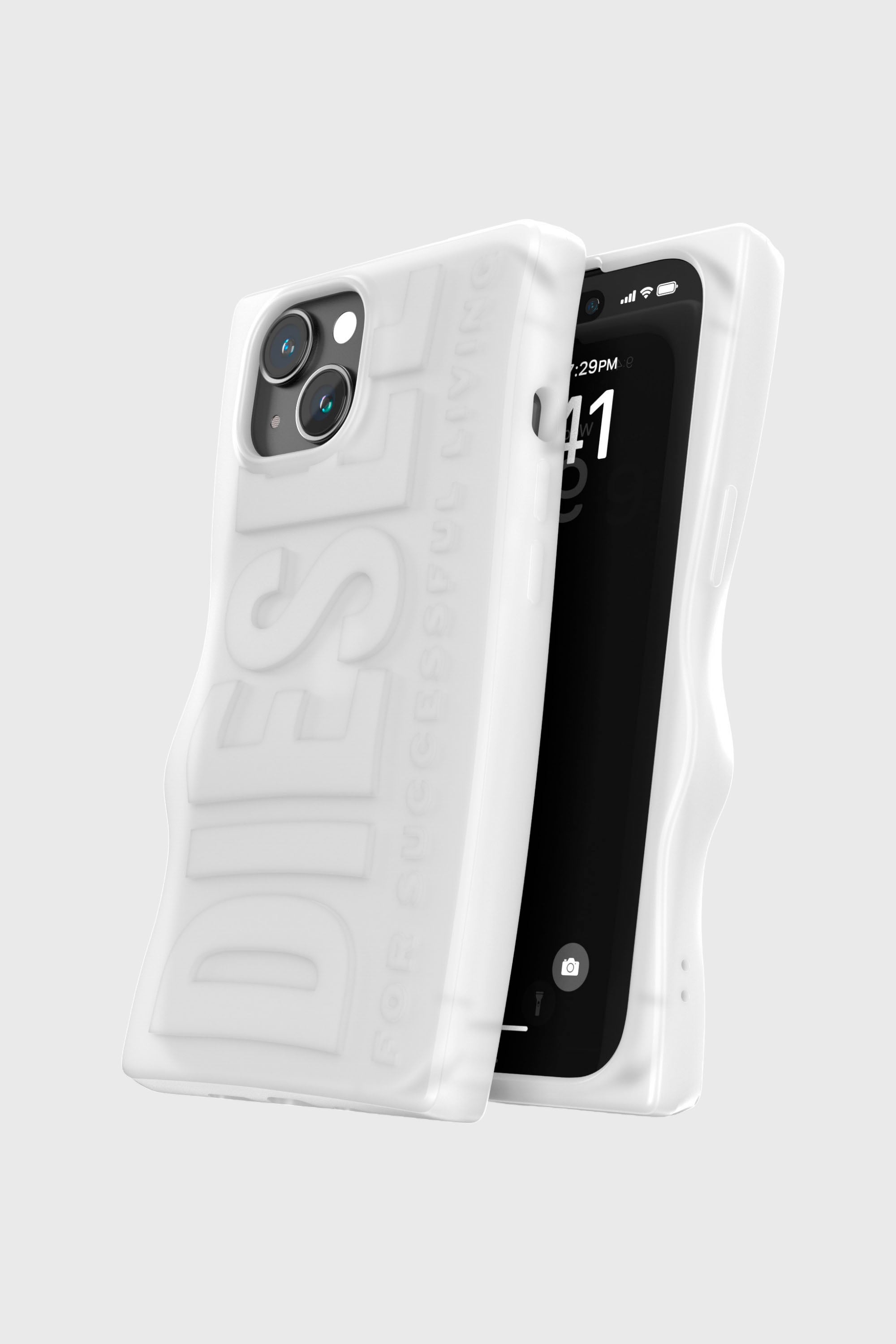 Diesel - 54123 MOULDED CASE, Unisex's D By case iP15 in White - 4
