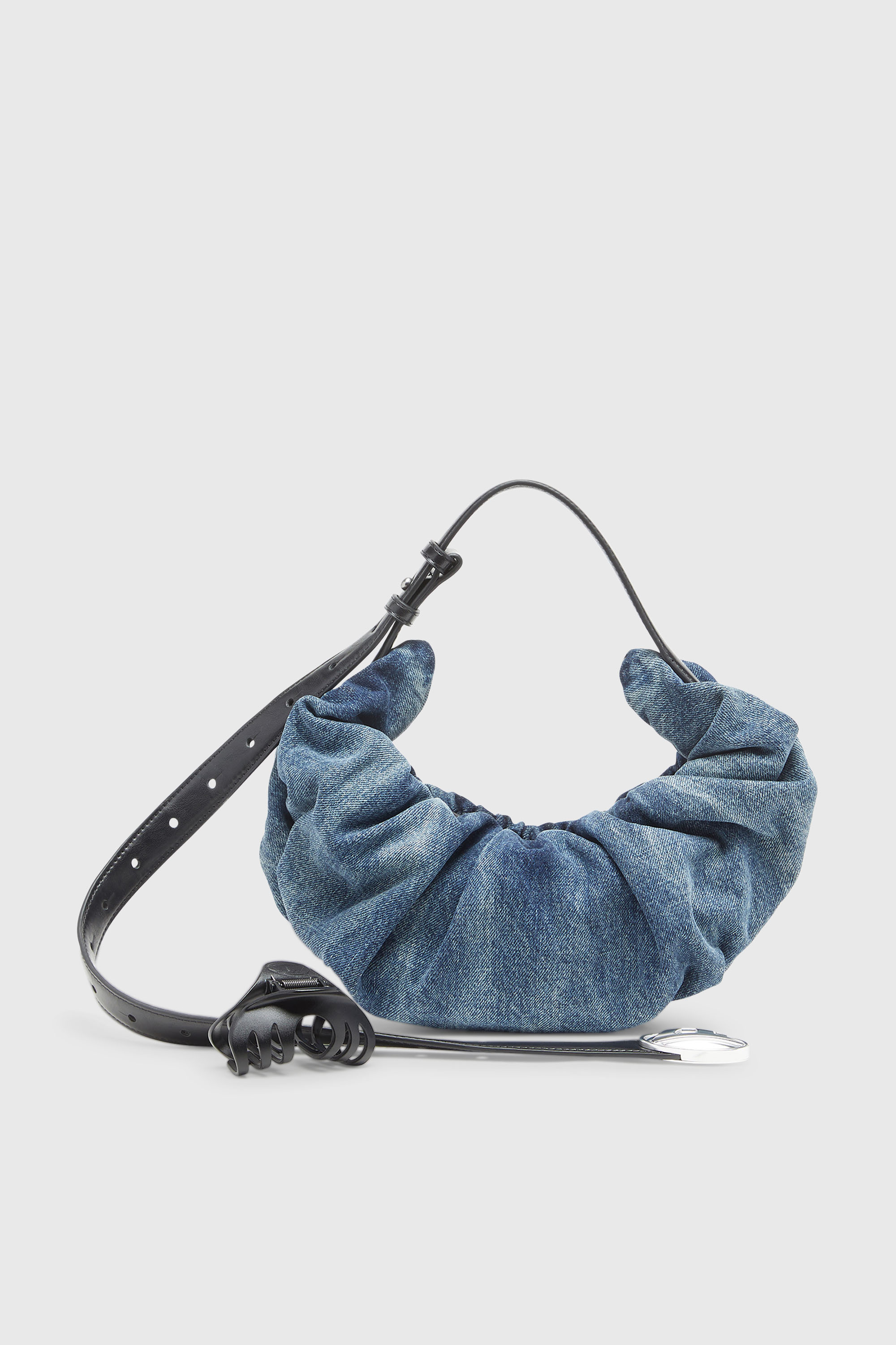 Diesel - GRAB-D HOBO S, Grab-D S-Bolso hobo peque&ntilde;o arrugado en denim tratado Mujer in Azul marino - 6