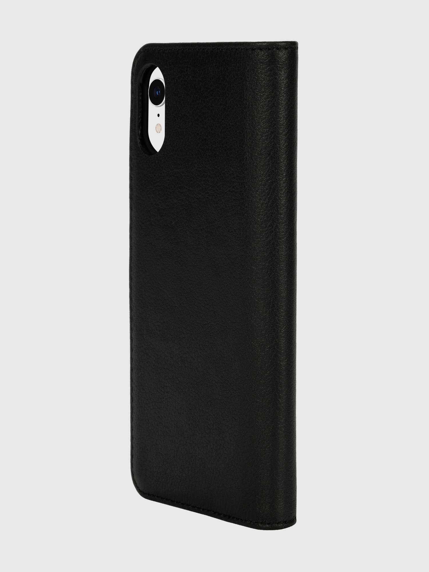 Diesel - DIESEL 2-IN-1 FOLIO CASE FOR IPHONE XR, Unisex's Black leather white vertical logo case, iPhone XR in Black/White - 5