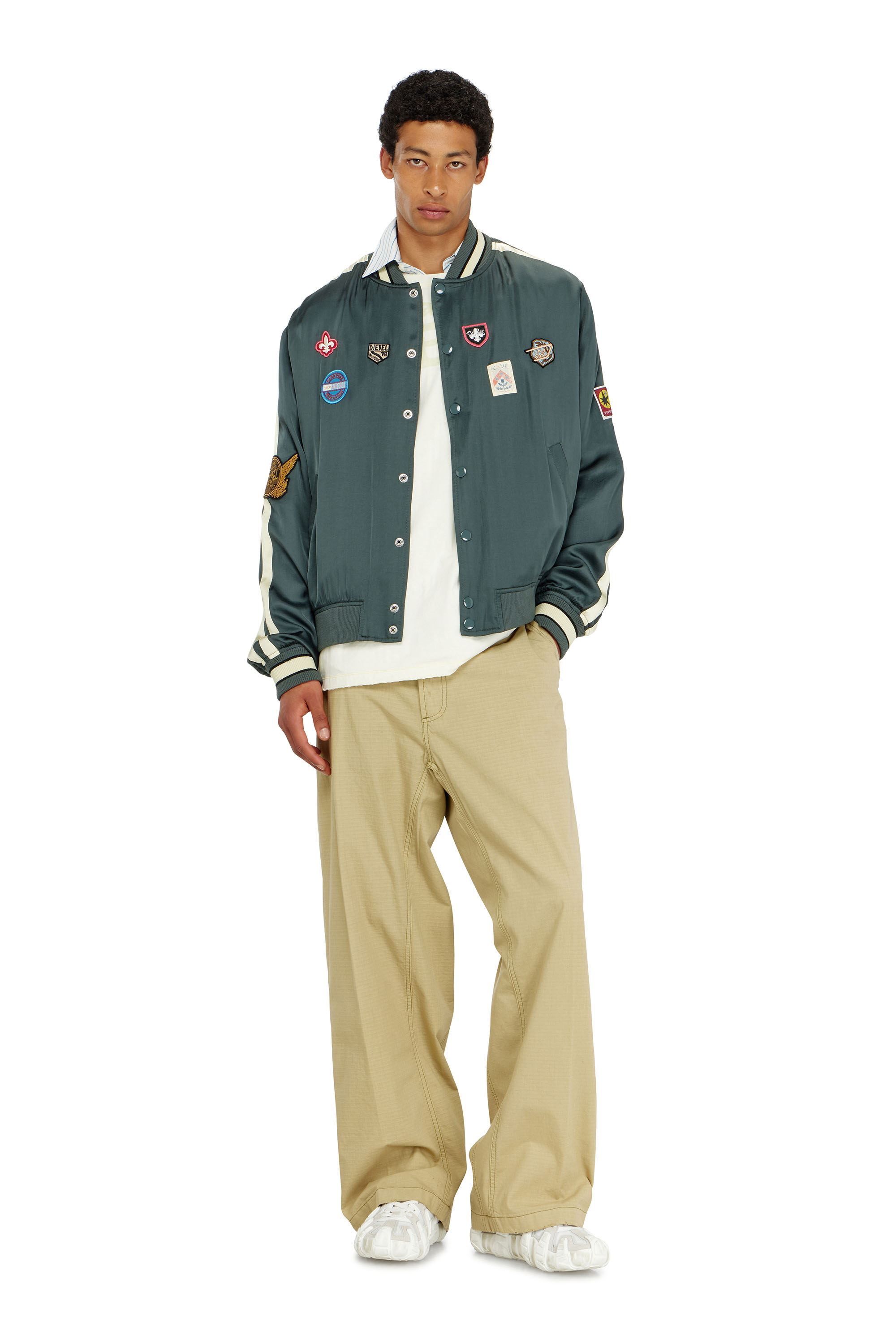 Diesel - J-ANNU, Chaqueta bomber satinada con patches Hombre in ToBeDefined - 2