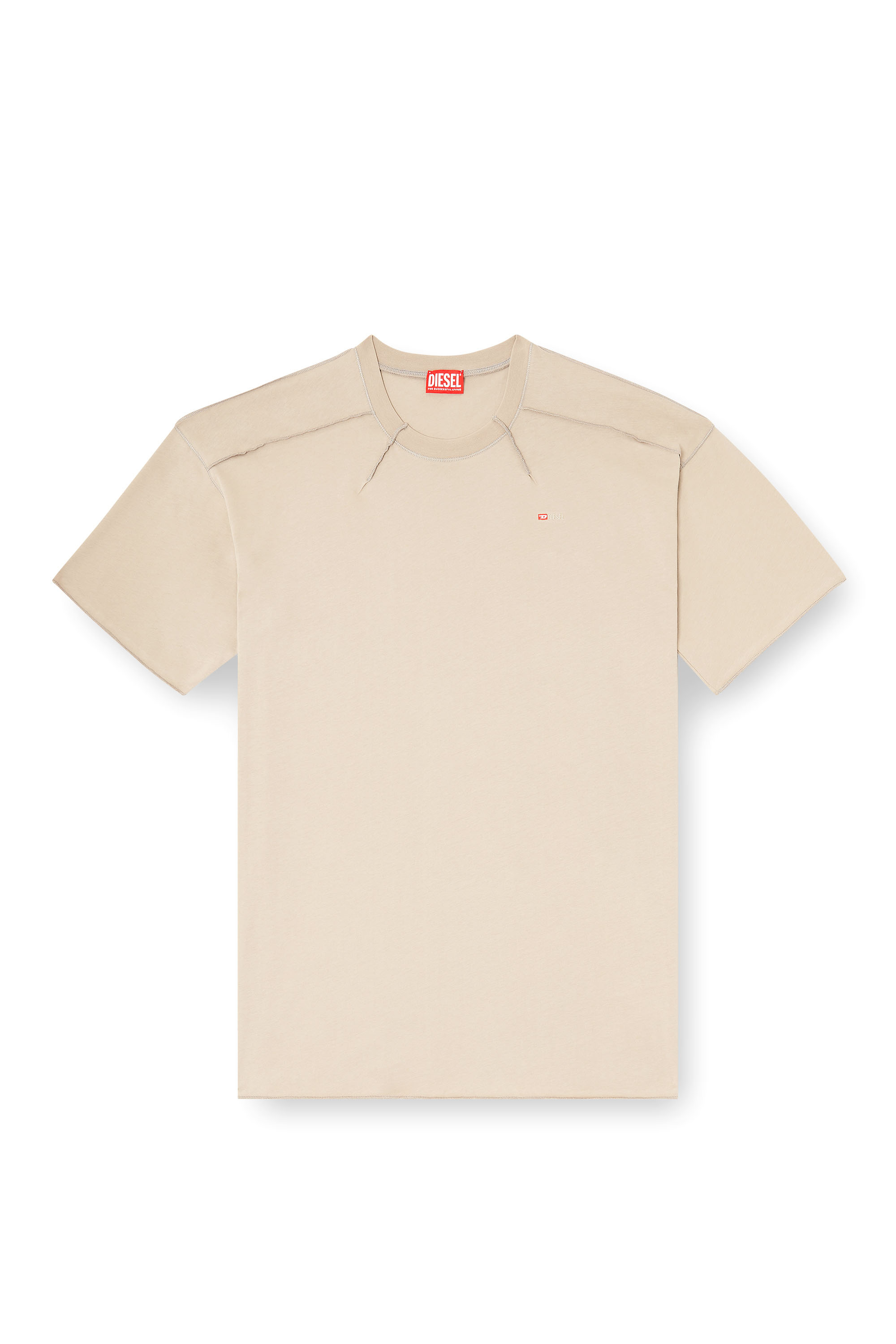 Diesel - T-CRAHOR-BOXT-T1, Male's Cotton T-shirt with micro embroidery in Beige - 3