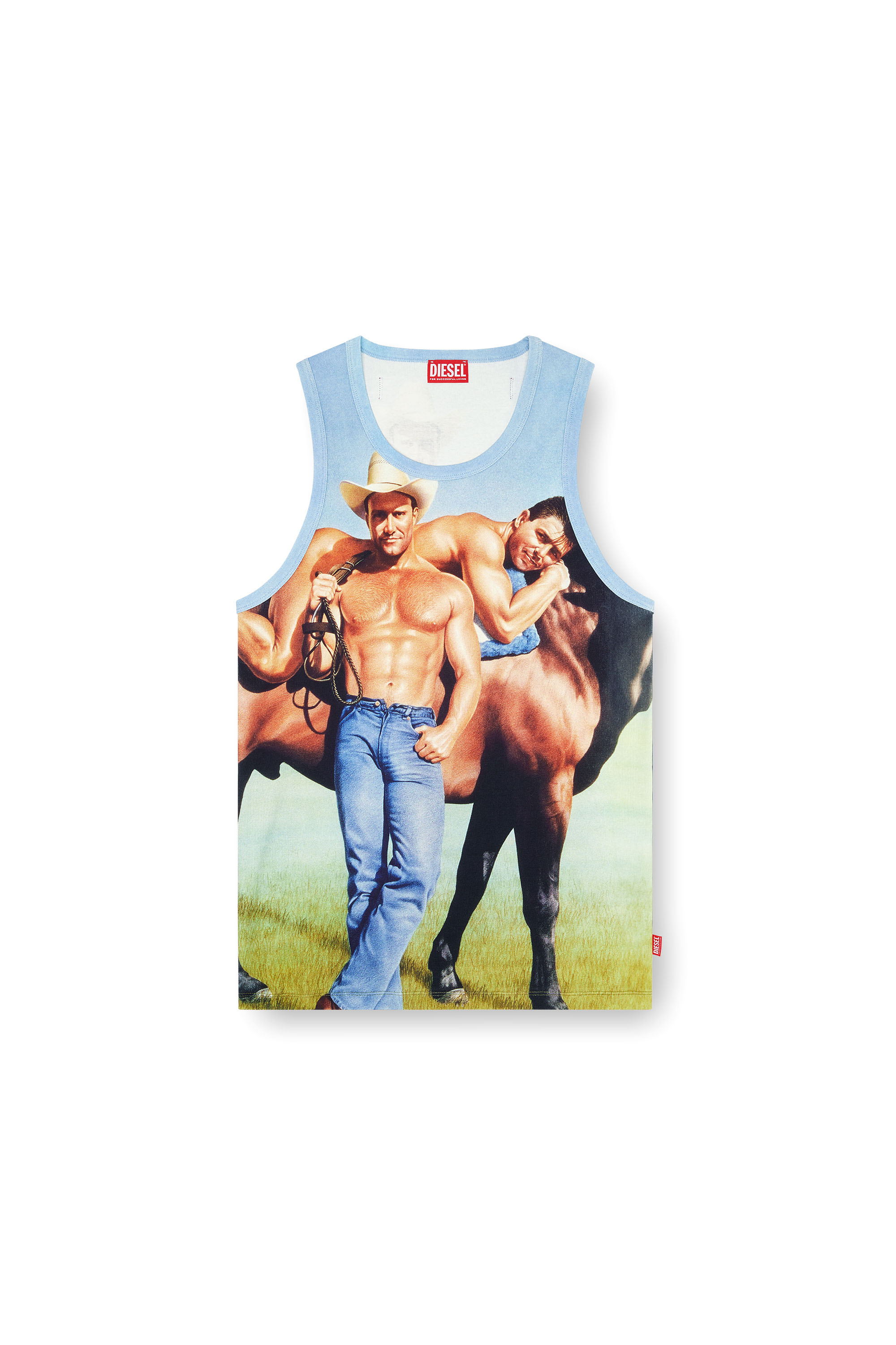 Diesel - PR-T-LIFTY-TANK, T-shirt sans manches avec imprimé all-over Mixte in Bleu - 4