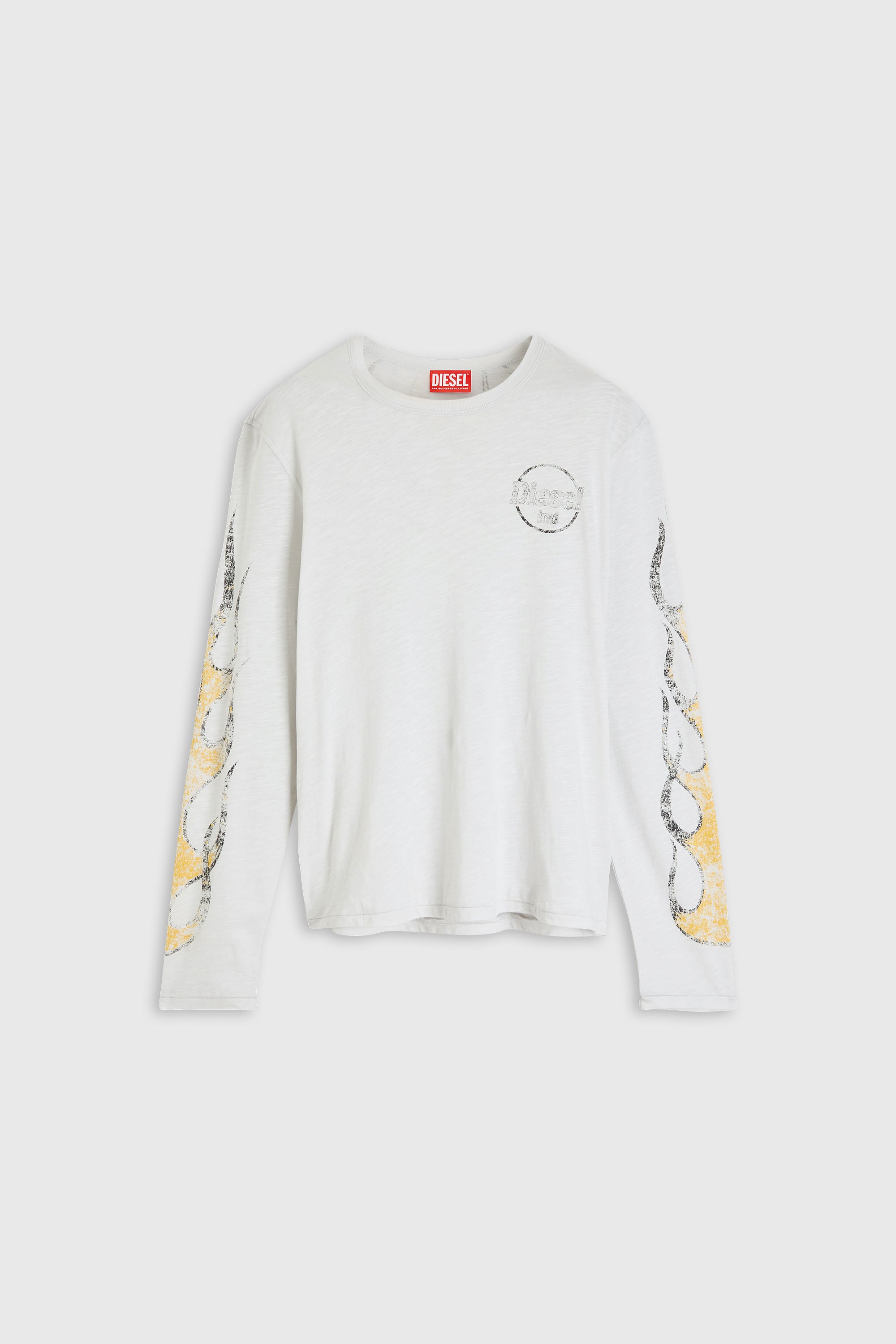 Diesel - T-NOTS-LS, Male's Long-sleeve T-shirt in slub jersey with crack print in White - 2