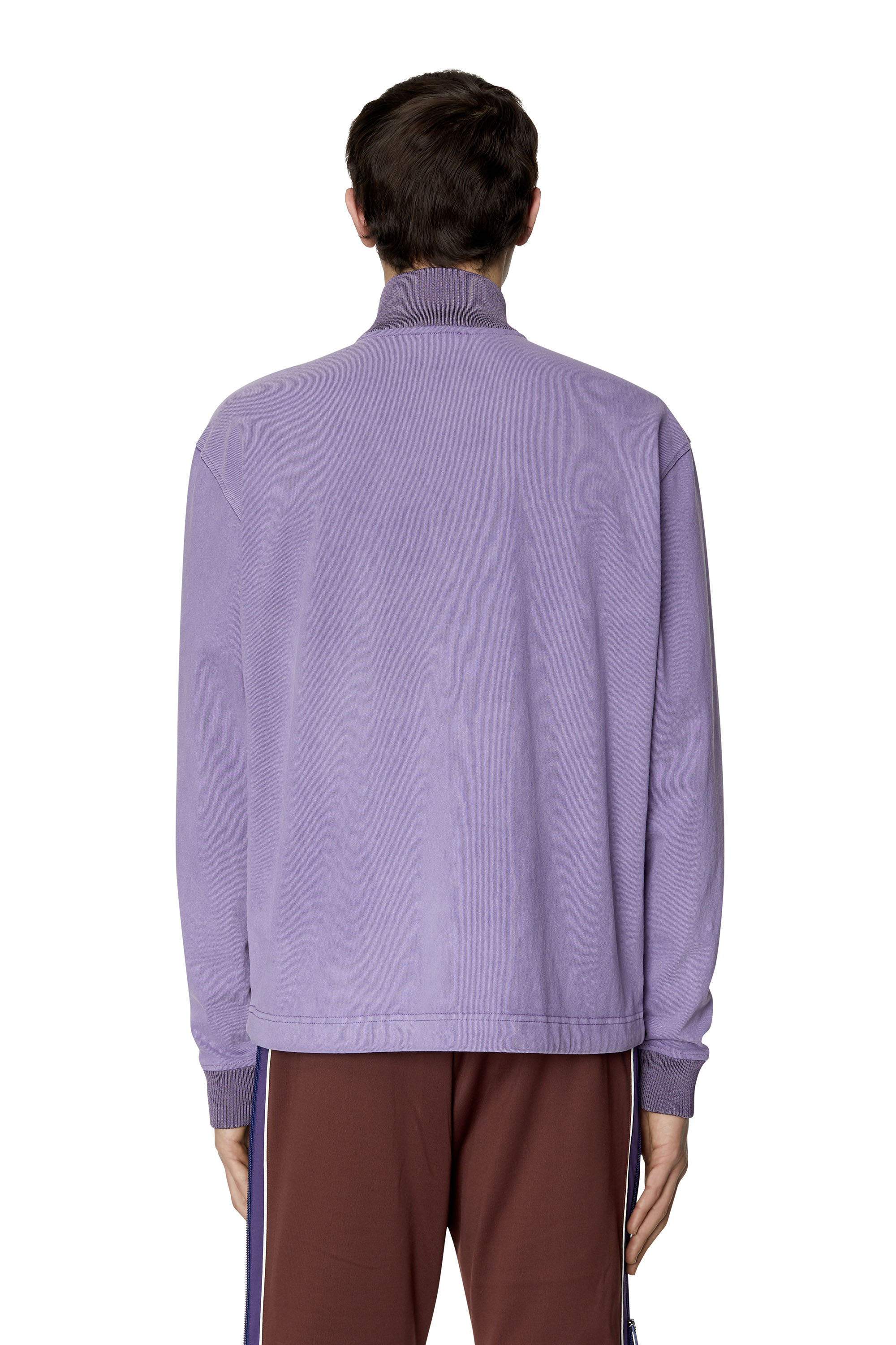 Diesel - S-ARAGON, Man's Garment-dyed half-zip top in Dark Violet - 4