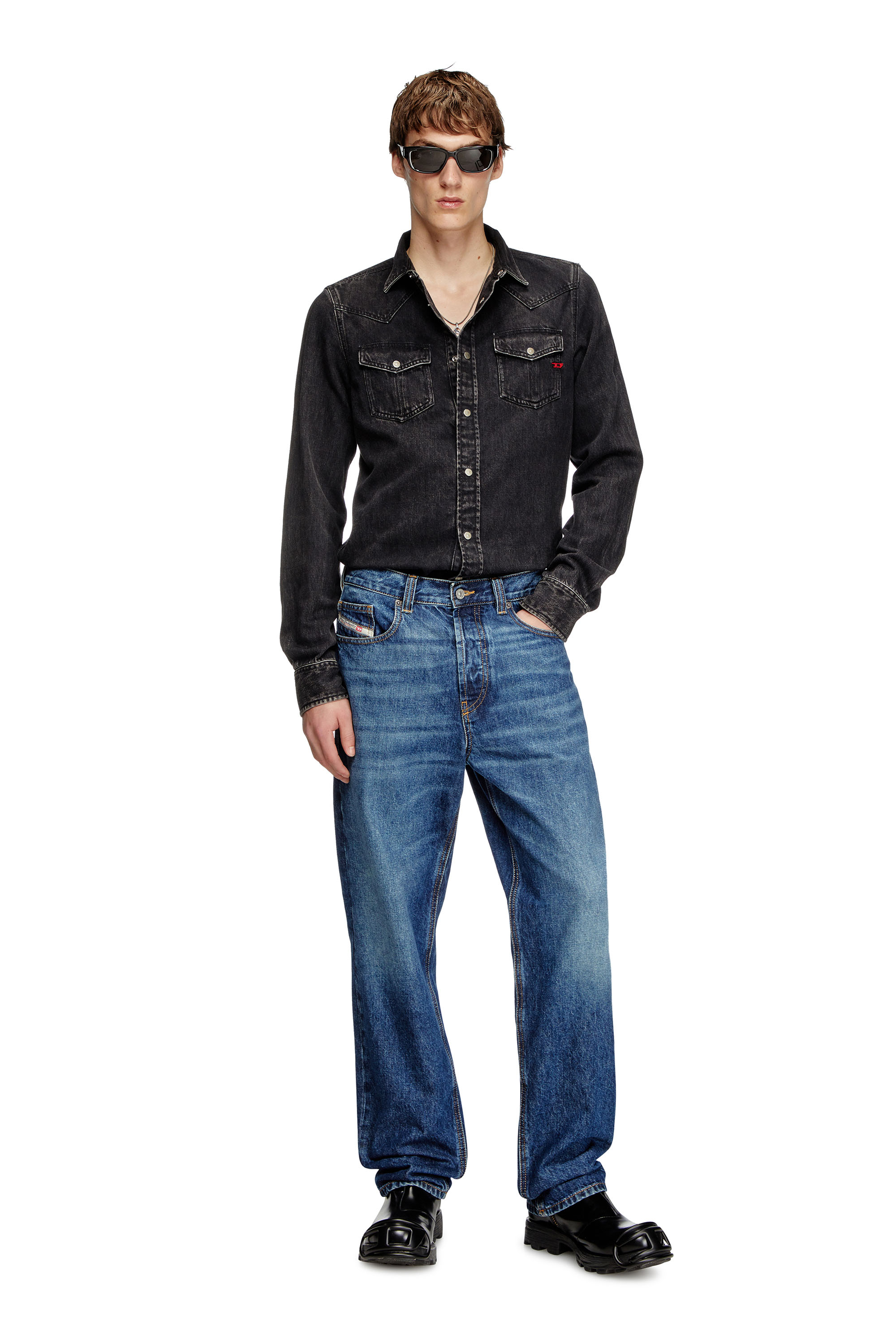 Diesel - D-VEGA, Man's Overshirt in Tencel denim in Black - 1