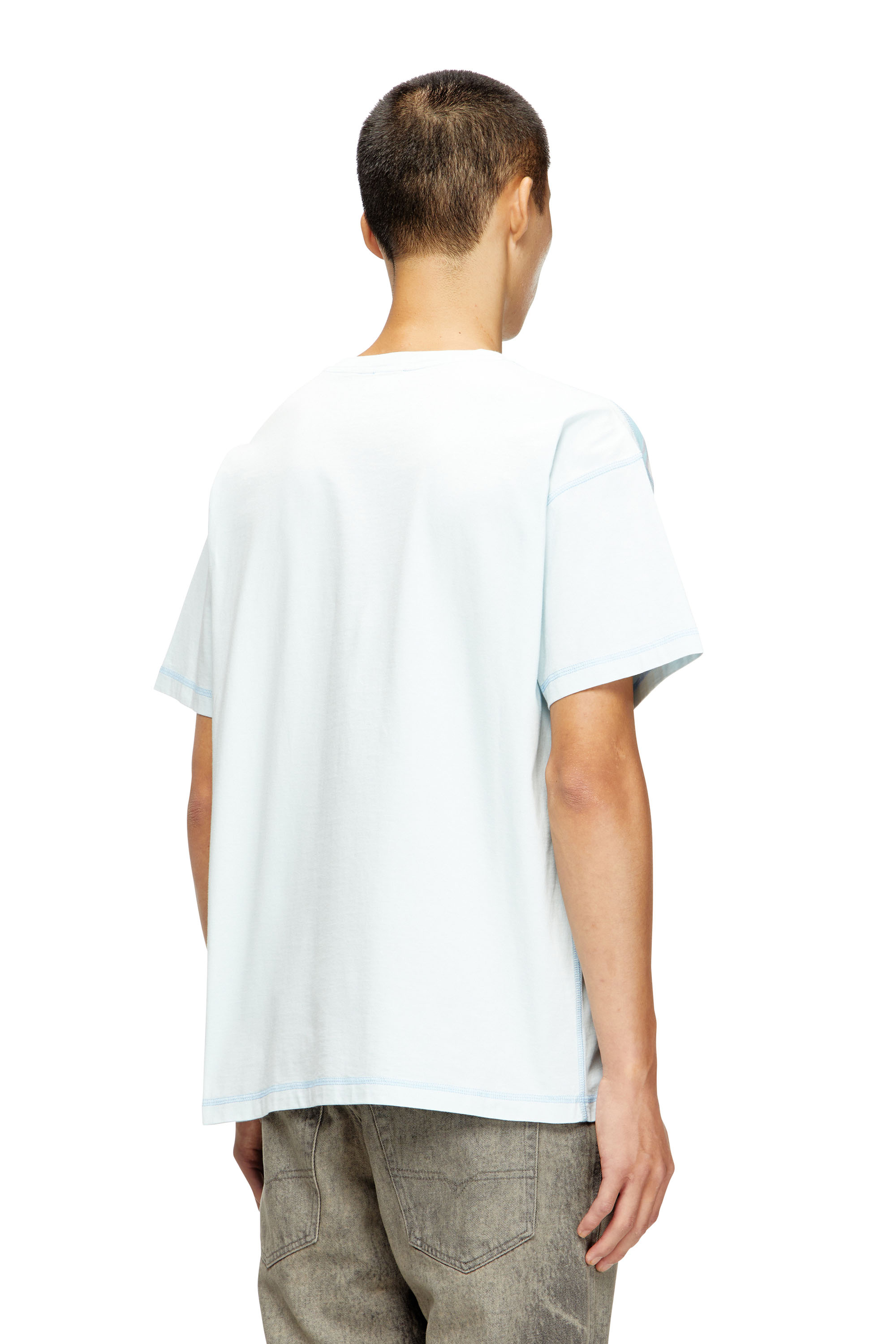Diesel - T-GASPARD-IHBJ, Male's T-shirt with faded graphic print in Light Blue - 5