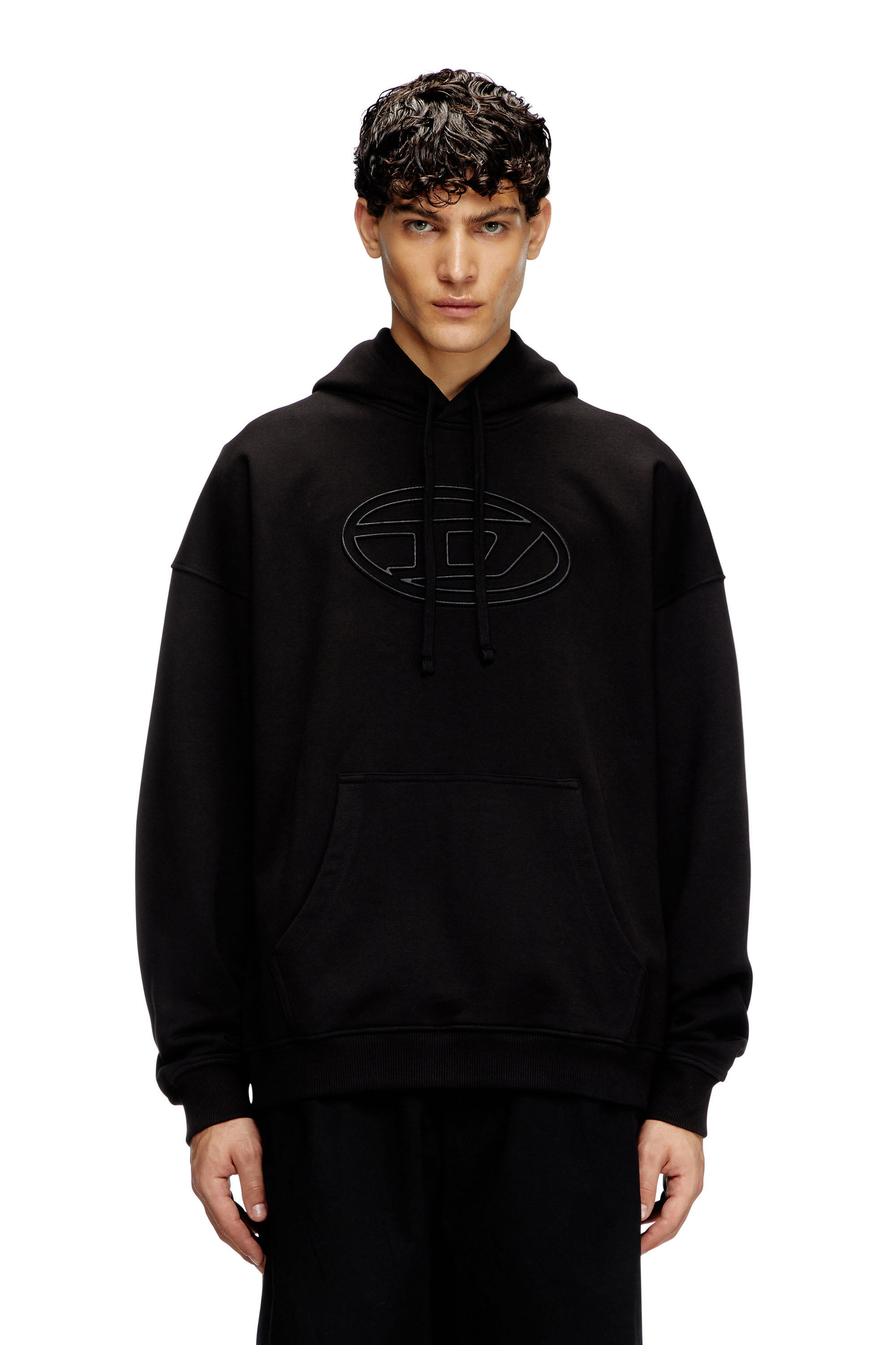 Diesel - S-UMMER-BIGOVAL, Male's Hoodie with embossed Oval D in Black - 3