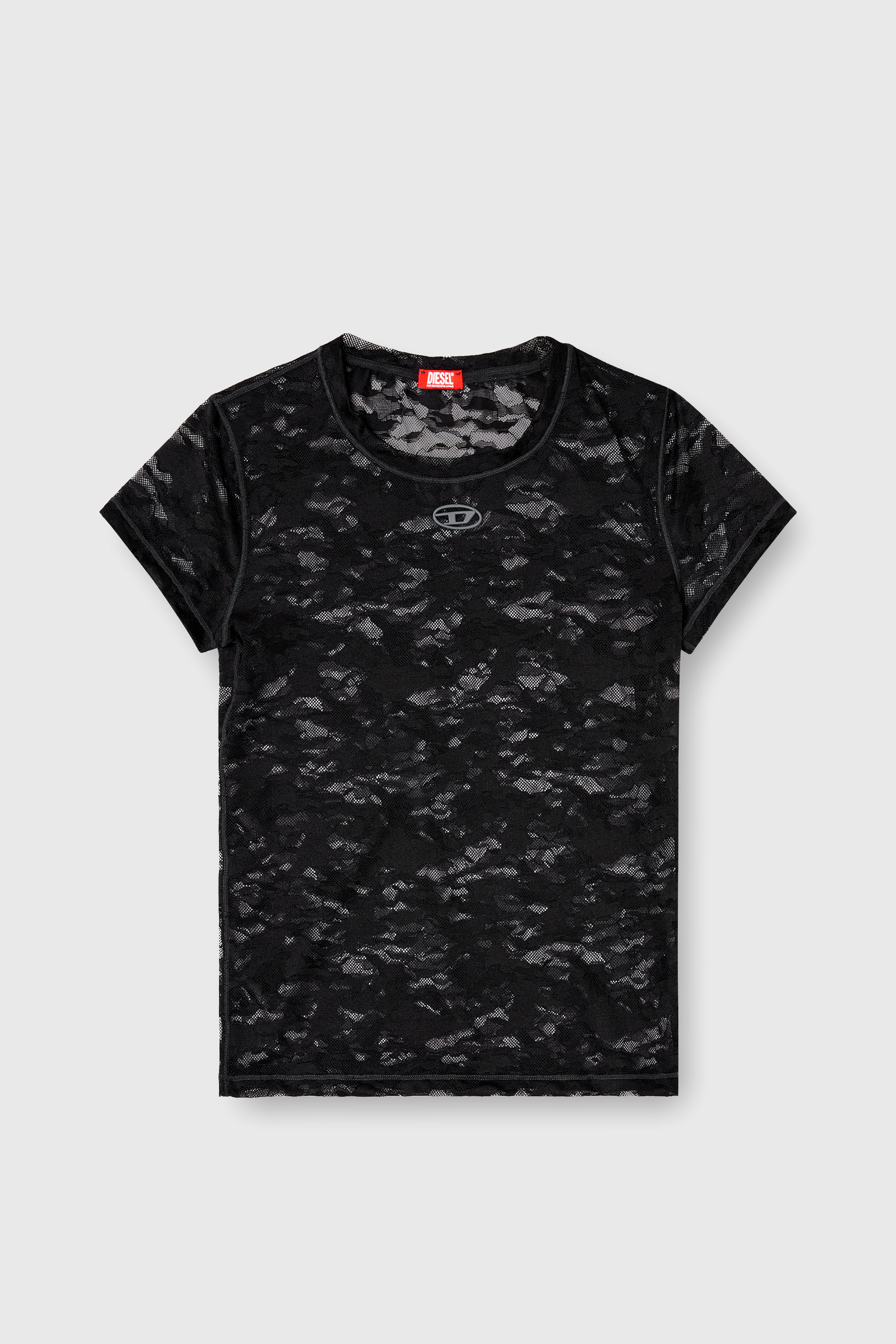 Diesel - KASIA-UTLT, Female's Camo lace T-shirt in Black - 6
