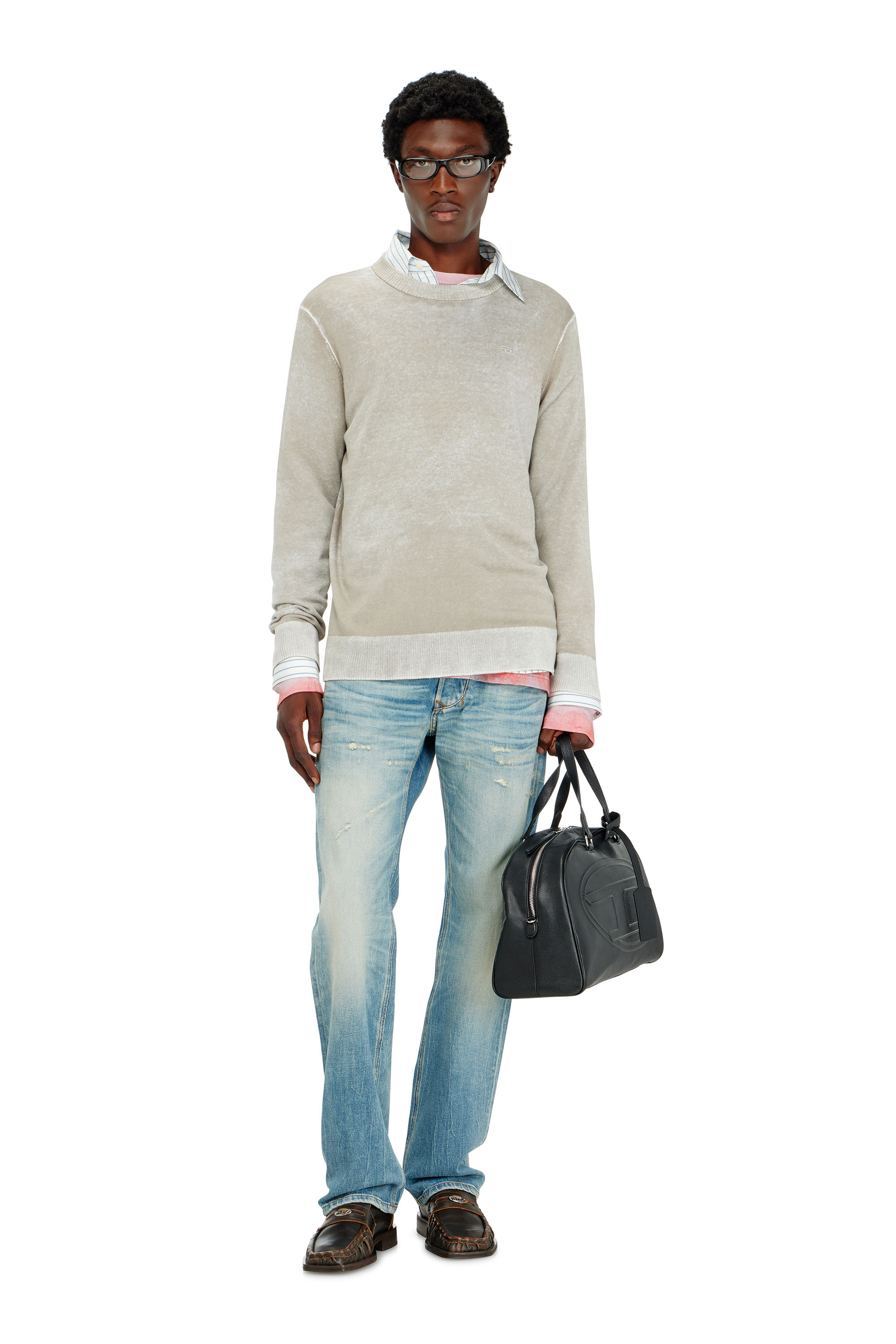 Diesel - K-LAURENT, Jersey con estampado inverso descolorido Hombre in Gris - 2